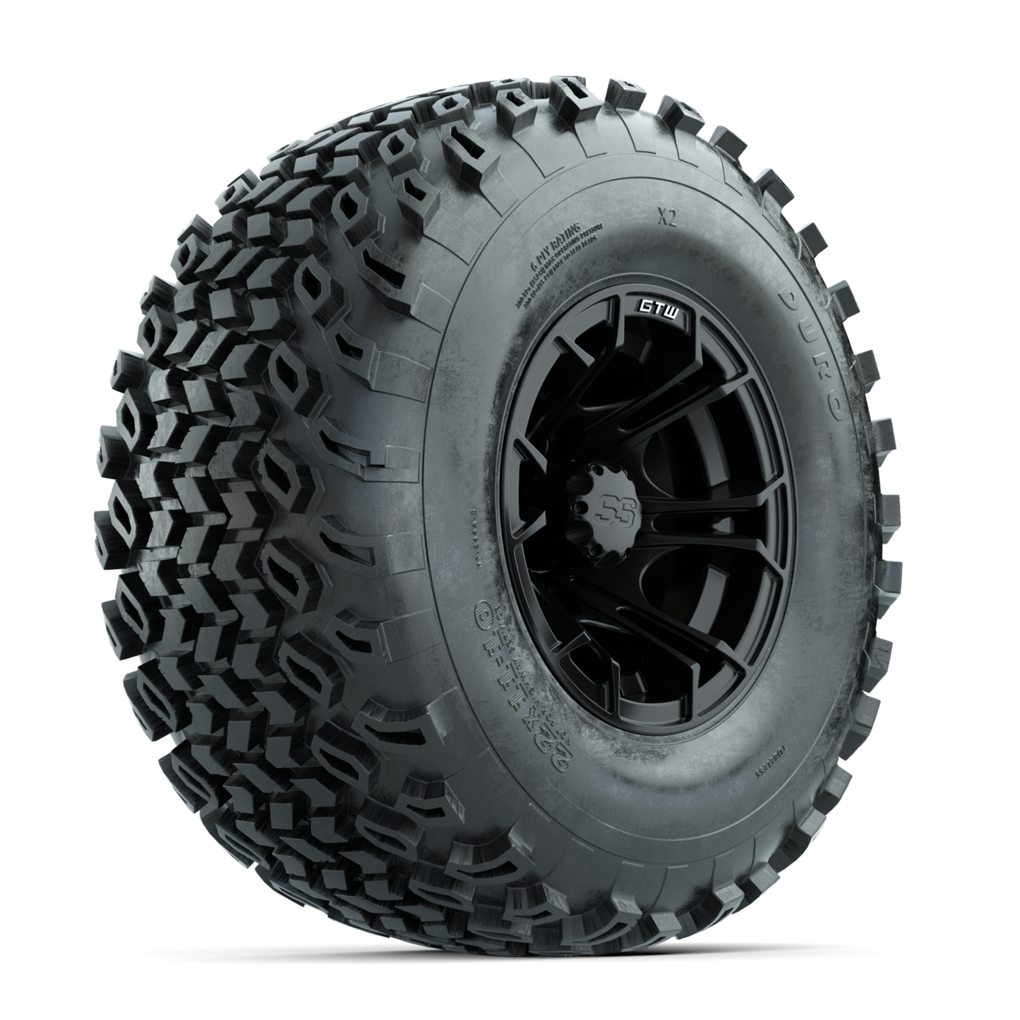 GTW Spyder Matte Black 10 in Wheels with 22x11-10 Duro Desert All Terrain Tires Full Set