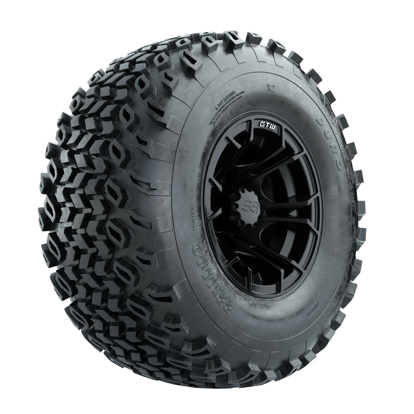 GTW Spyder Matte Black 10 in Wheels with 22x11-10 Duro Desert All Terrain Tires Full Set