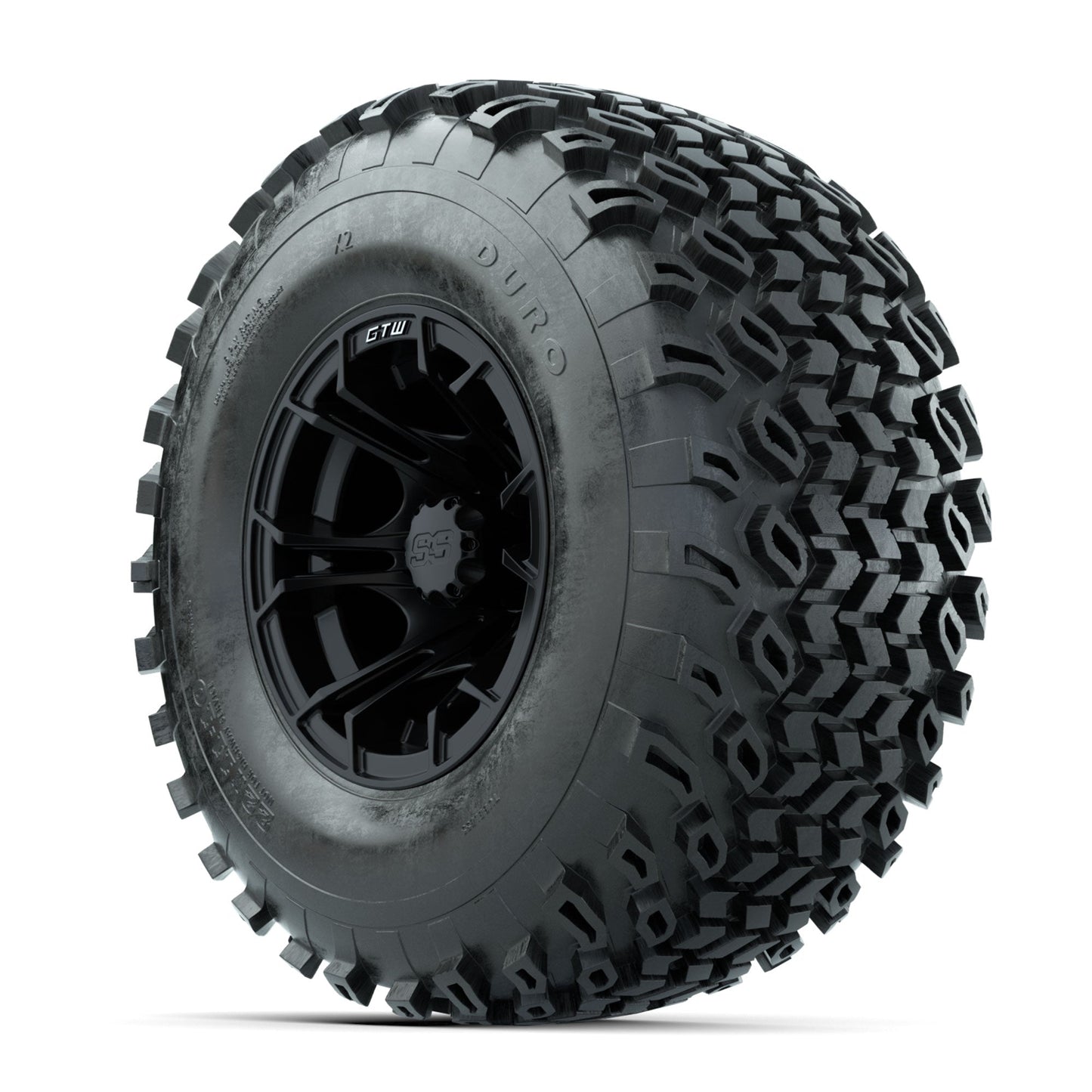GTW Spyder Matte Black 10 in Wheels with 22x11-10 Duro Desert All Terrain Tires Full Set