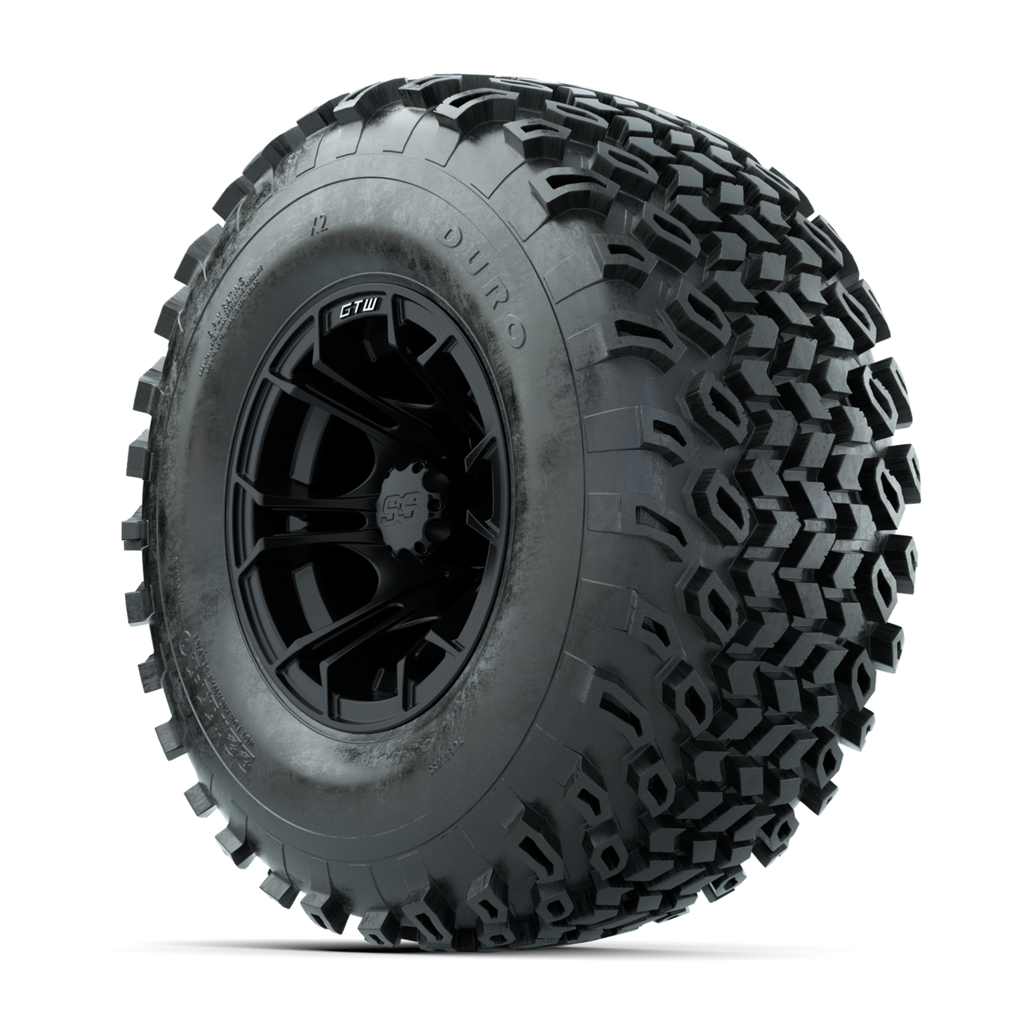 GTW Spyder Matte Black 10 in Wheels with 22x11-10 Duro Desert All Terrain Tires Full Set