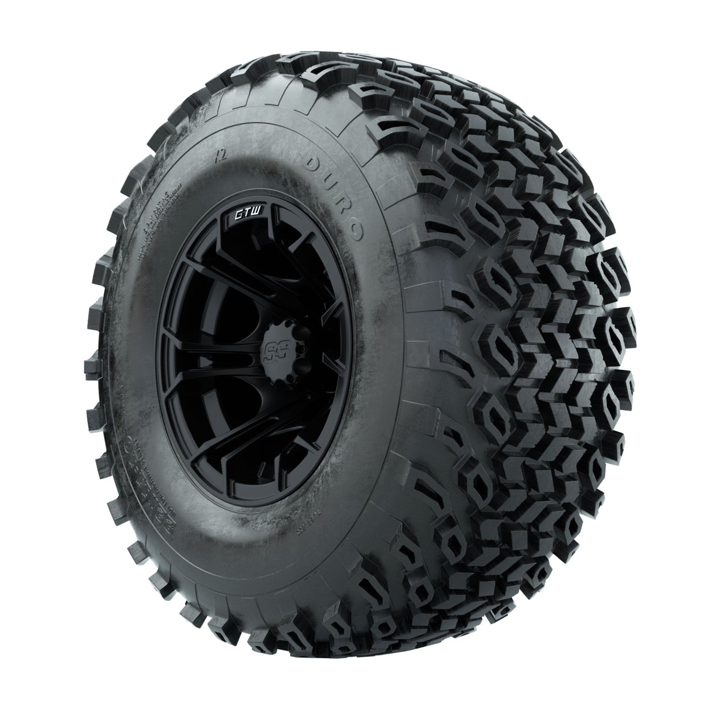 GTW Spyder Matte Black 10 in Wheels with 22x11-10 Duro Desert All Terrain Tires Full Set