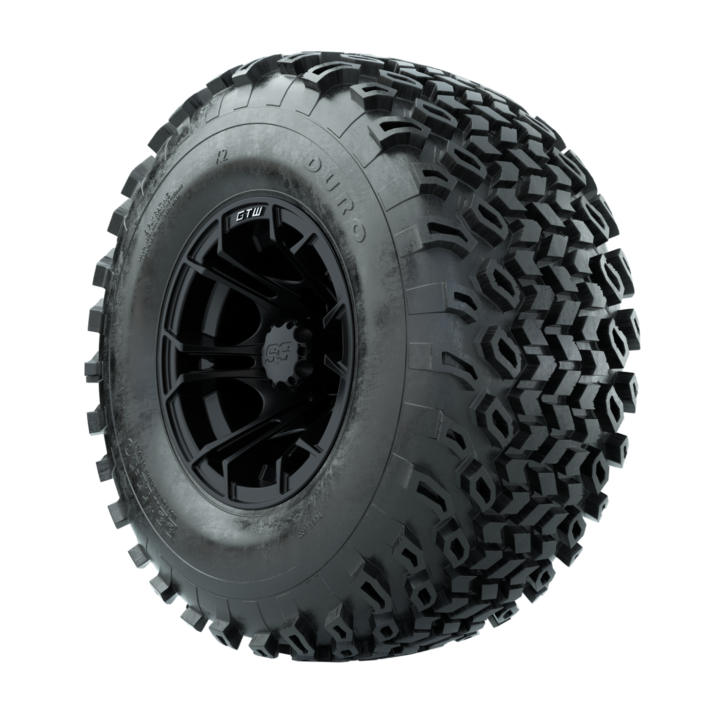 GTW Spyder Matte Black 10 in Wheels with 22x11-10 Duro Desert All Terrain Tires Full Set