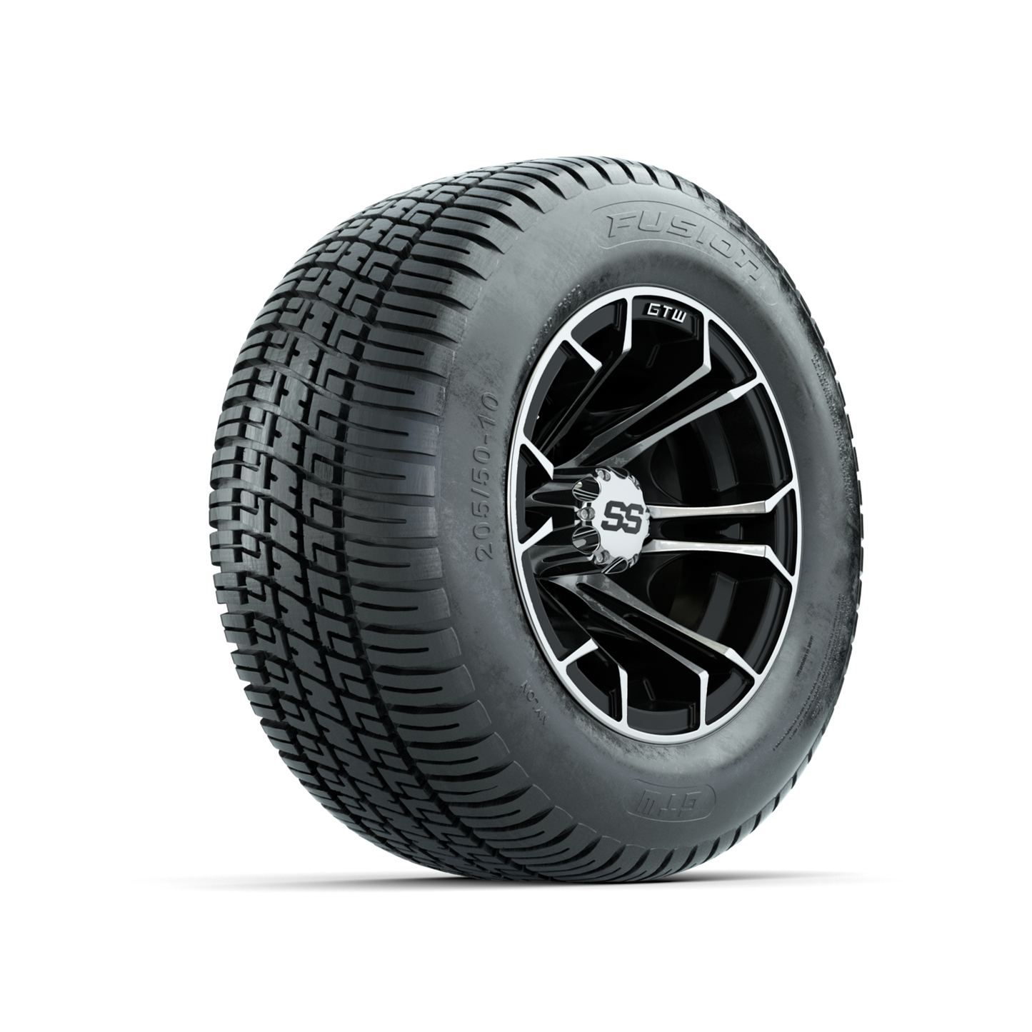 GTW Spyder Machined/Black 10 in Wheels with 205/50-10 Fusion Street Tires Full Set