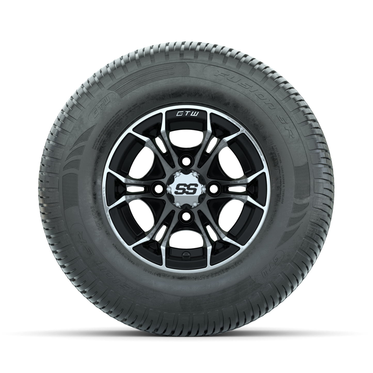 GTW Spyder Machined/Black 10 in Wheels with 205/65-R10 Fusion SR Steel Belted Radial Tires Full Set