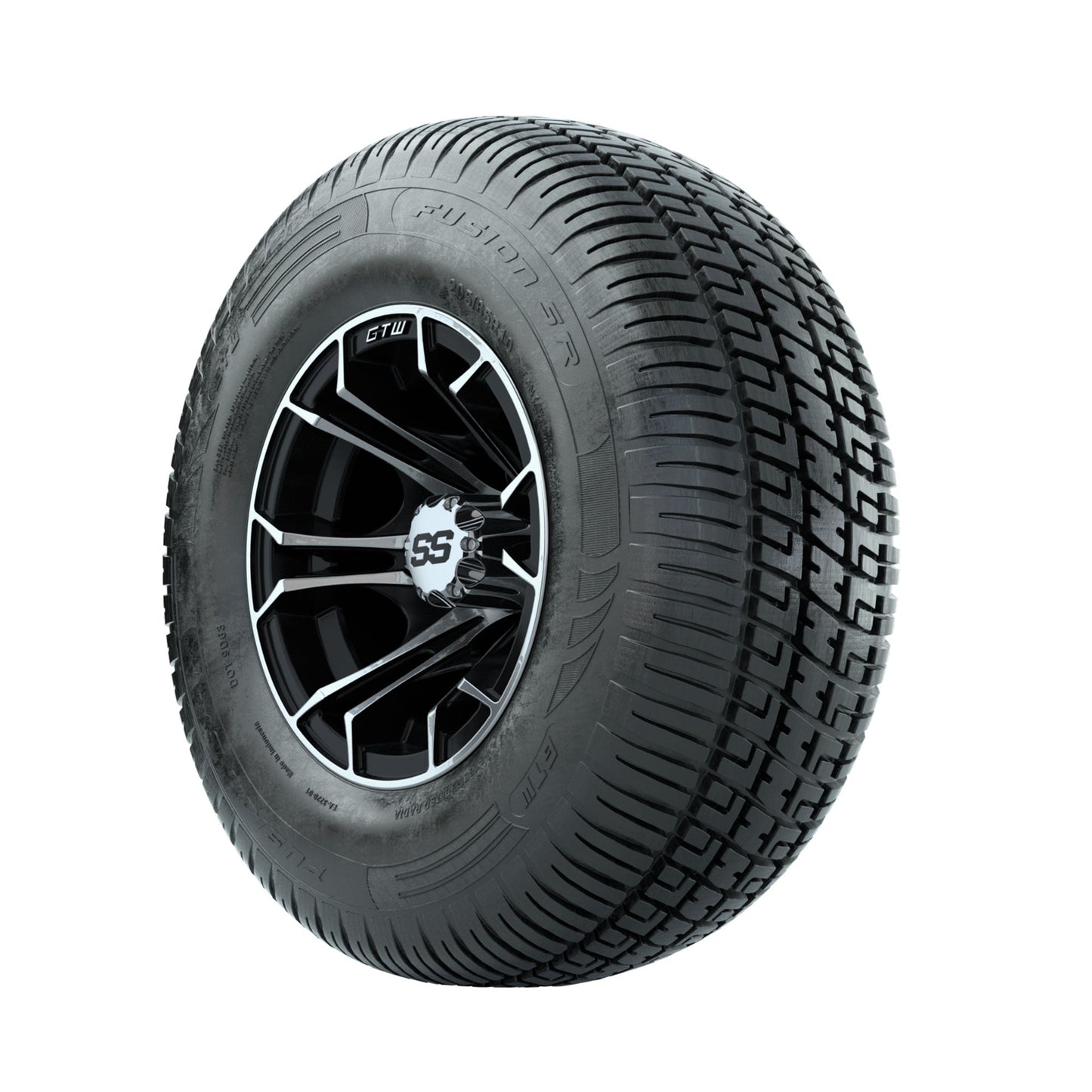 GTW Spyder Machined/Black 10 in Wheels with 205/65-R10 Fusion SR Steel Belted Radial Tires Full Set