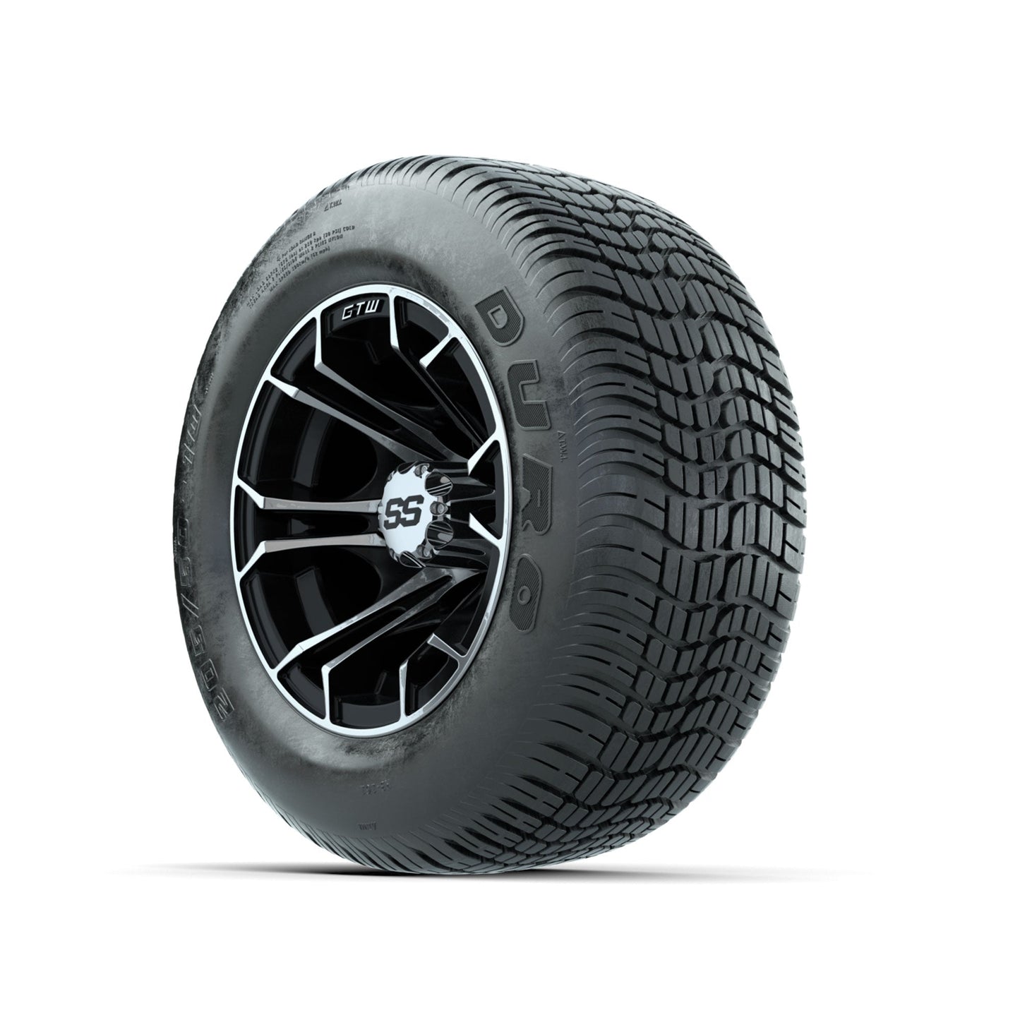GTW Spyder Machined/Black 10 in Wheels with 205/50-10 Duro Low-profile Tires Full Set