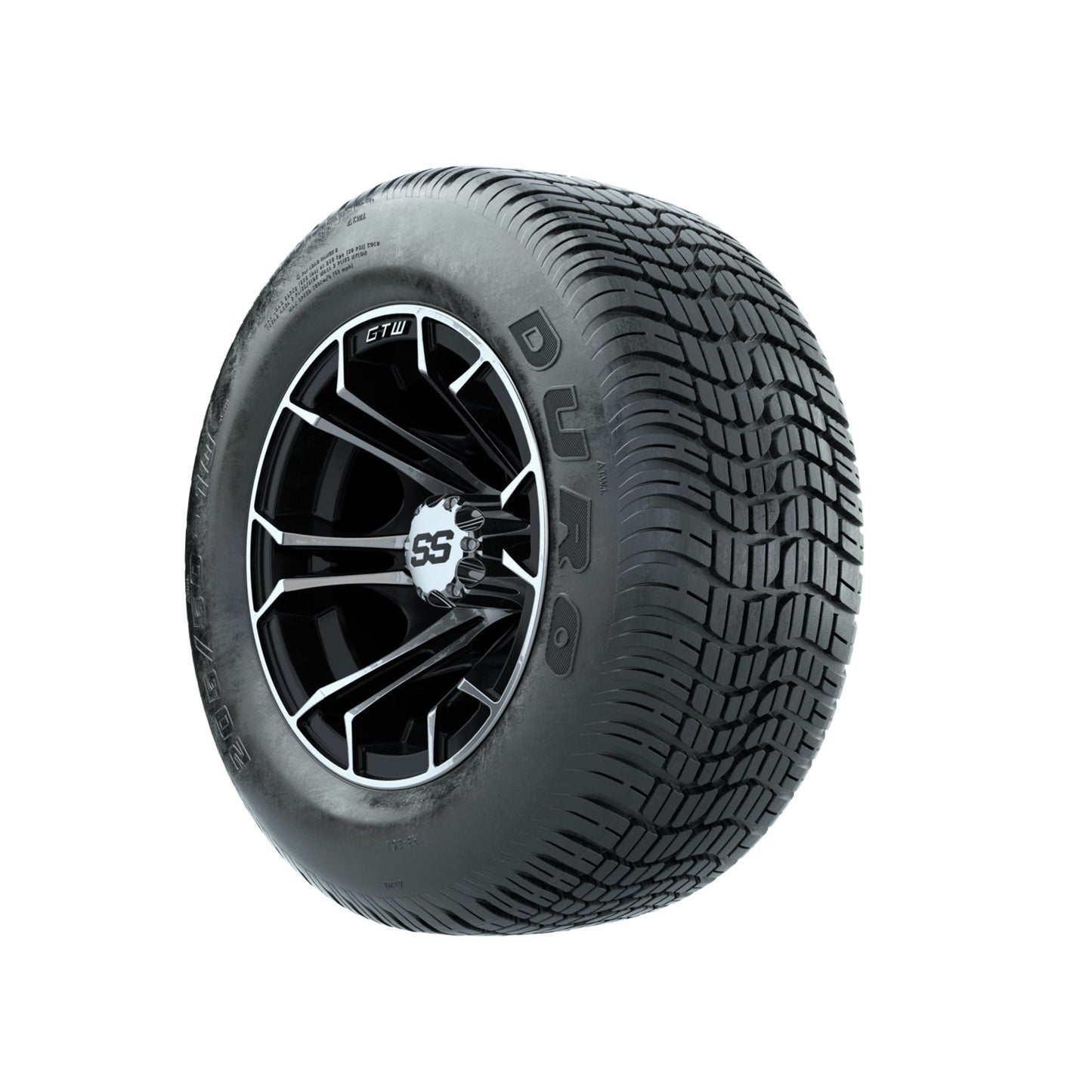 GTW Spyder Machined/Black 10 in Wheels with 205/50-10 Duro Low-profile Tires Full Set