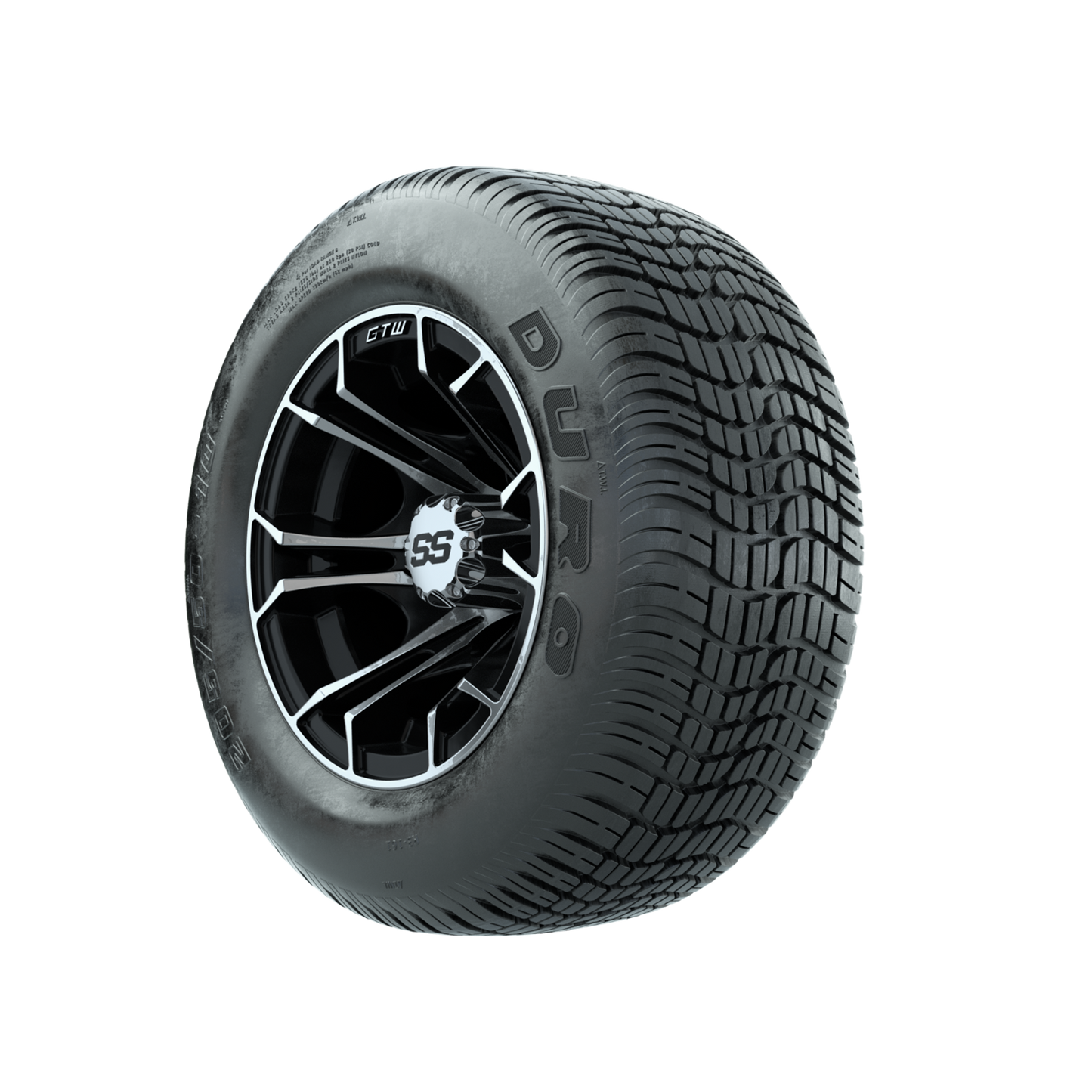 GTW Spyder Machined/Black 10 in Wheels with 205/50-10 Duro Low-profile Tires Full Set