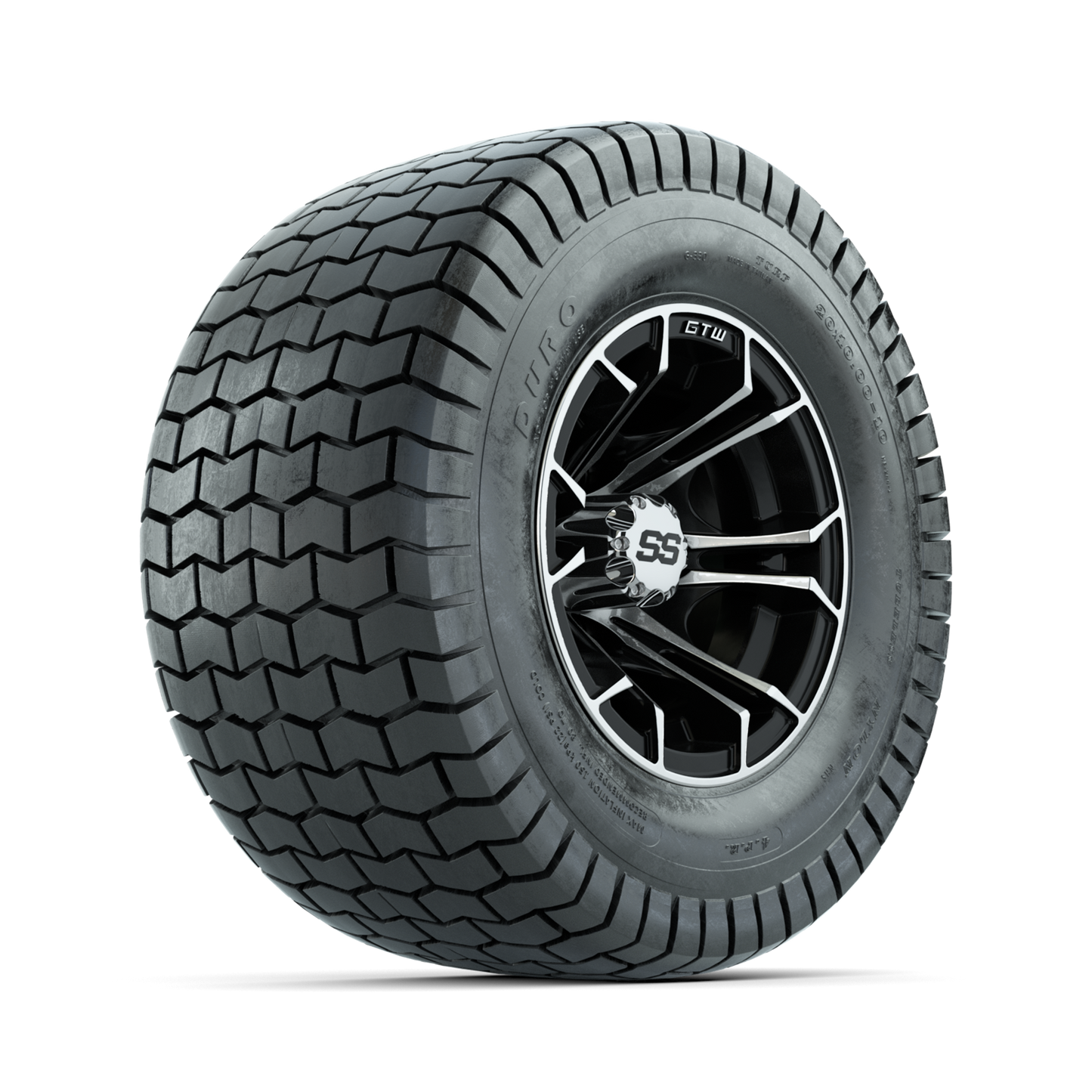 GTW Spyder Machined/Black 10 in Wheels with 20x10-10 Duro Soft Street Tires Full Set