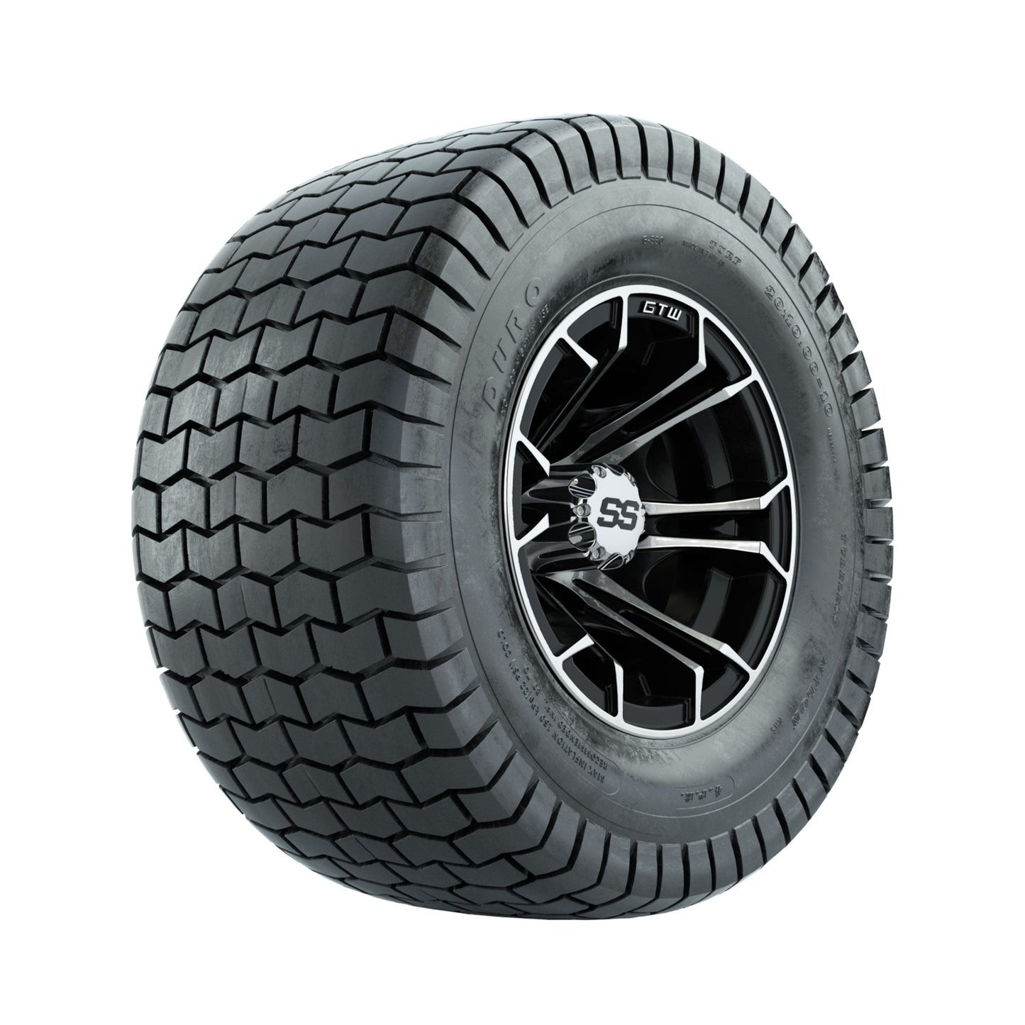 GTW Spyder Machined/Black 10 in Wheels with 20x10-10 Duro Soft Street Tires Full Set