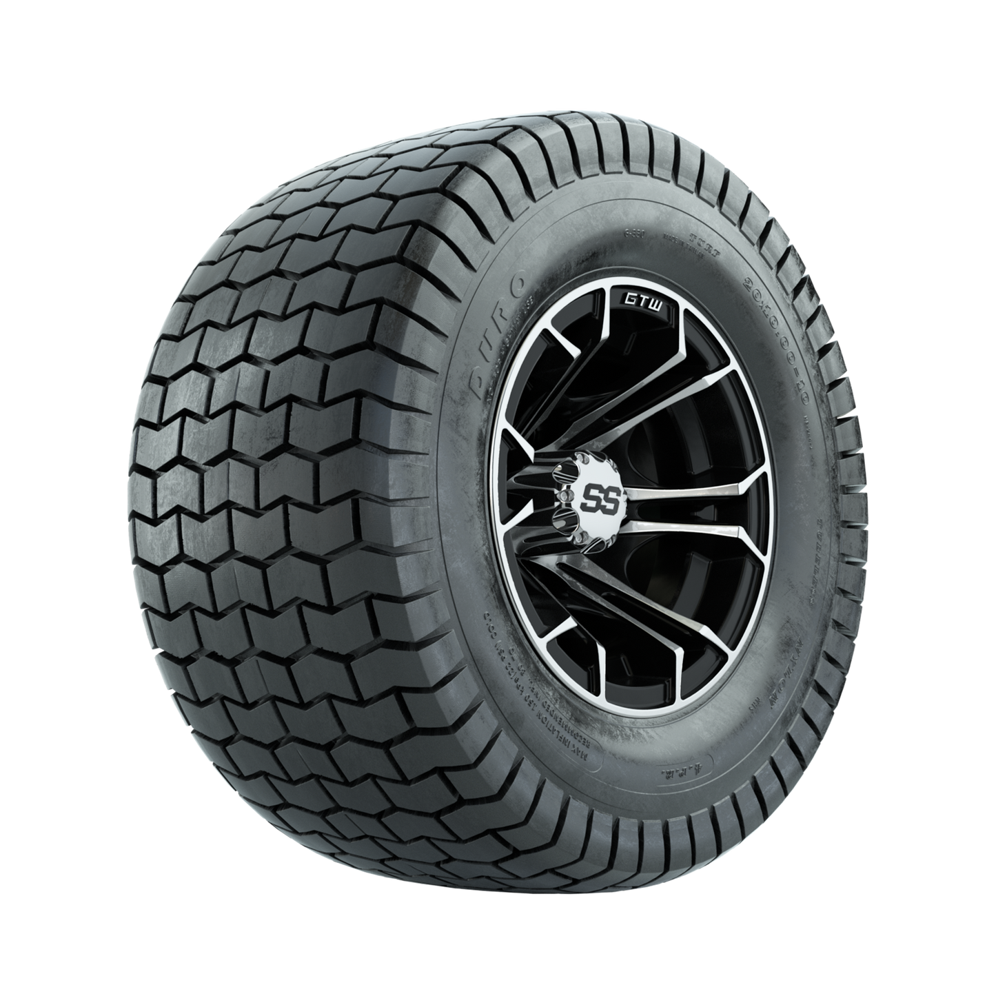 GTW Spyder Machined/Black 10 in Wheels with 20x10-10 Duro Soft Street Tires Full Set