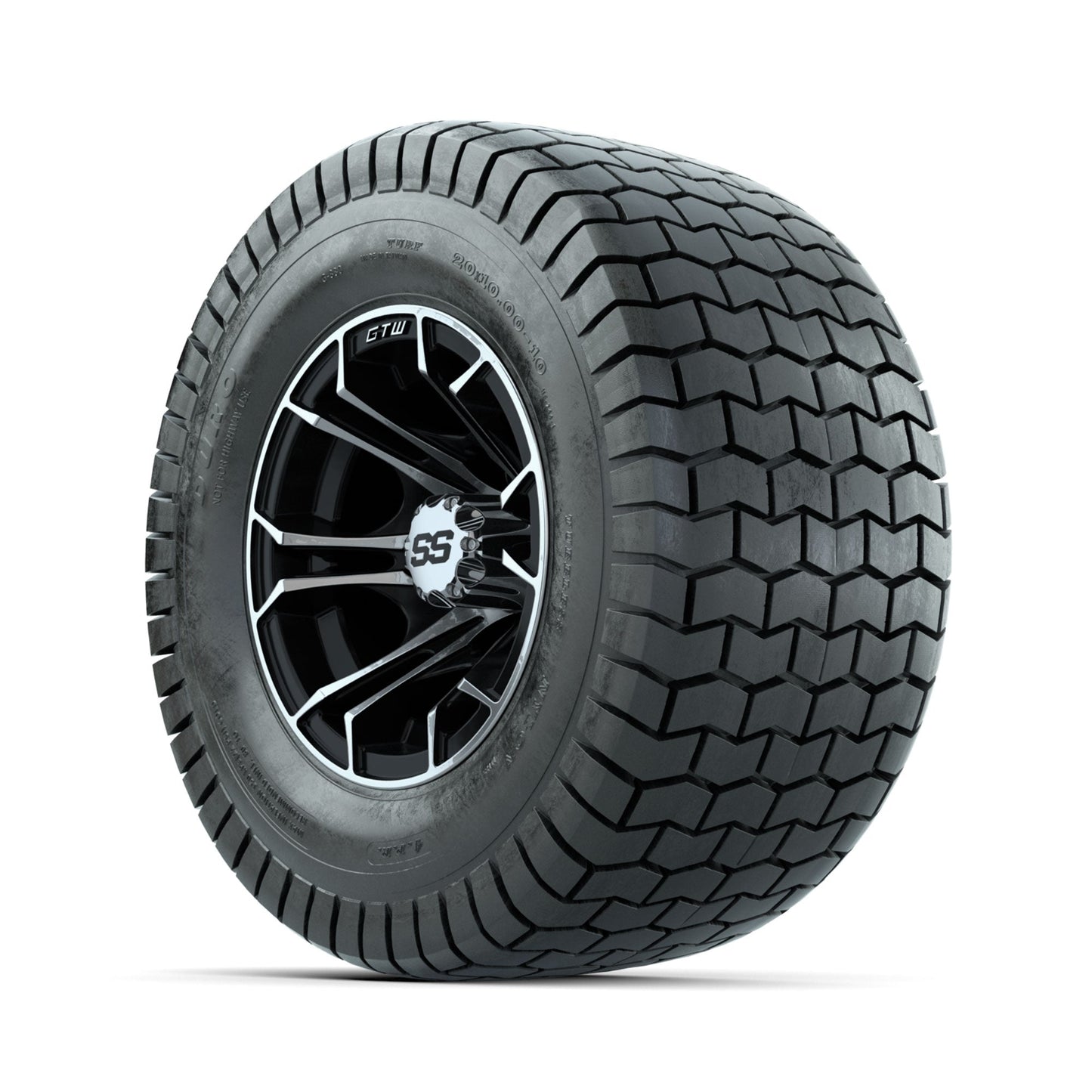 GTW Spyder Machined/Black 10 in Wheels with 20x10-10 Duro Soft Street Tires Full Set