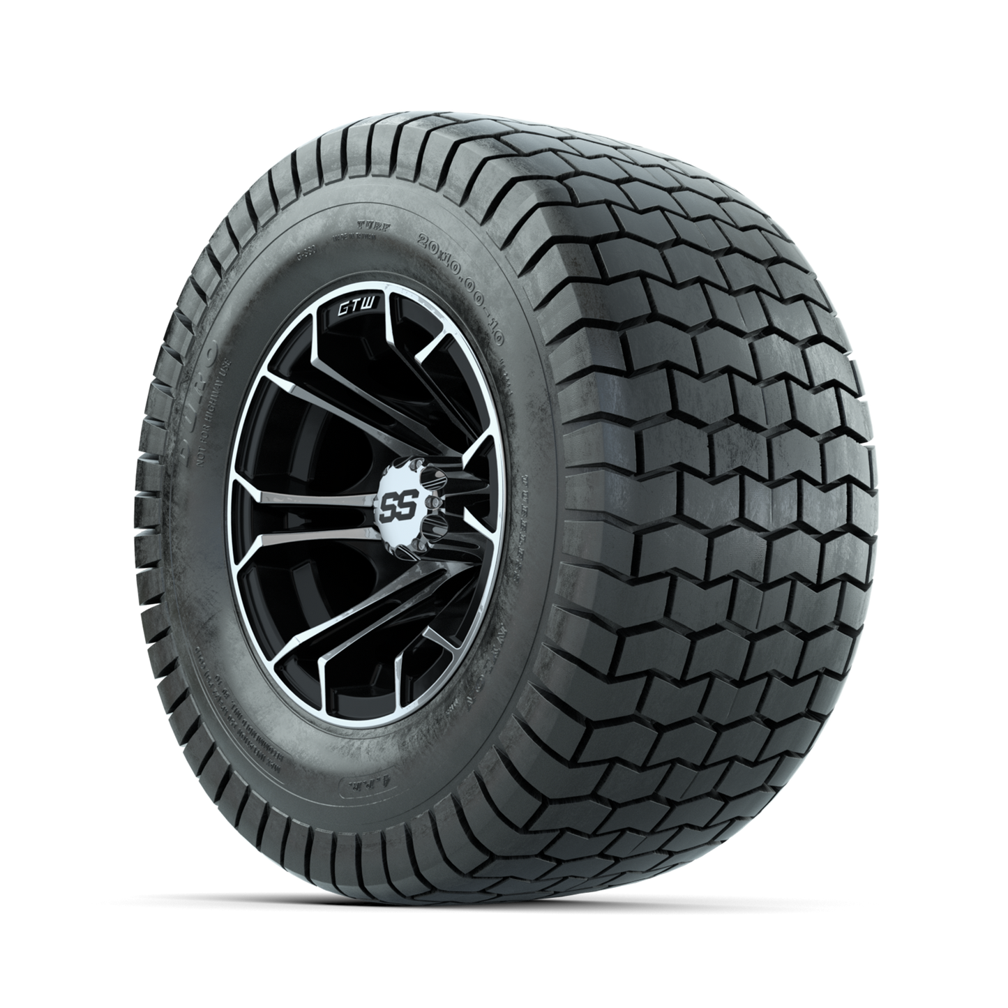 GTW Spyder Machined/Black 10 in Wheels with 20x10-10 Duro Soft Street Tires Full Set