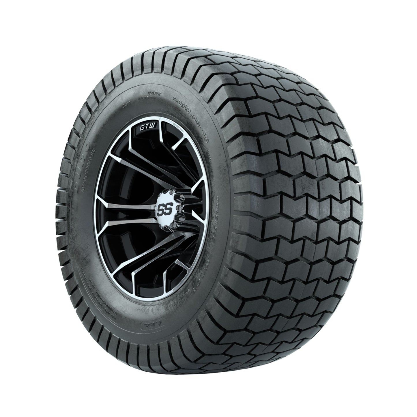GTW Spyder Machined/Black 10 in Wheels with 20x10-10 Duro Soft Street Tires Full Set