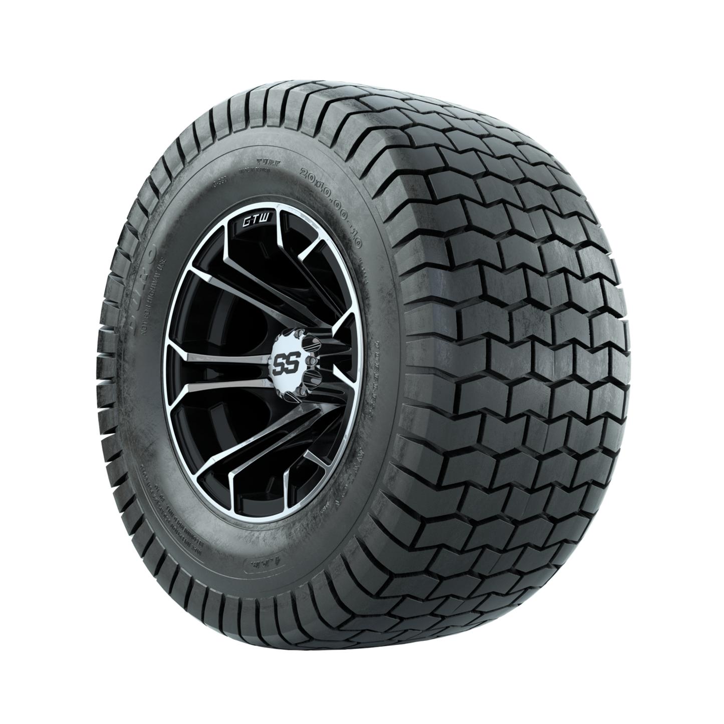 GTW Spyder Machined/Black 10 in Wheels with 20x10-10 Duro Soft Street Tires Full Set