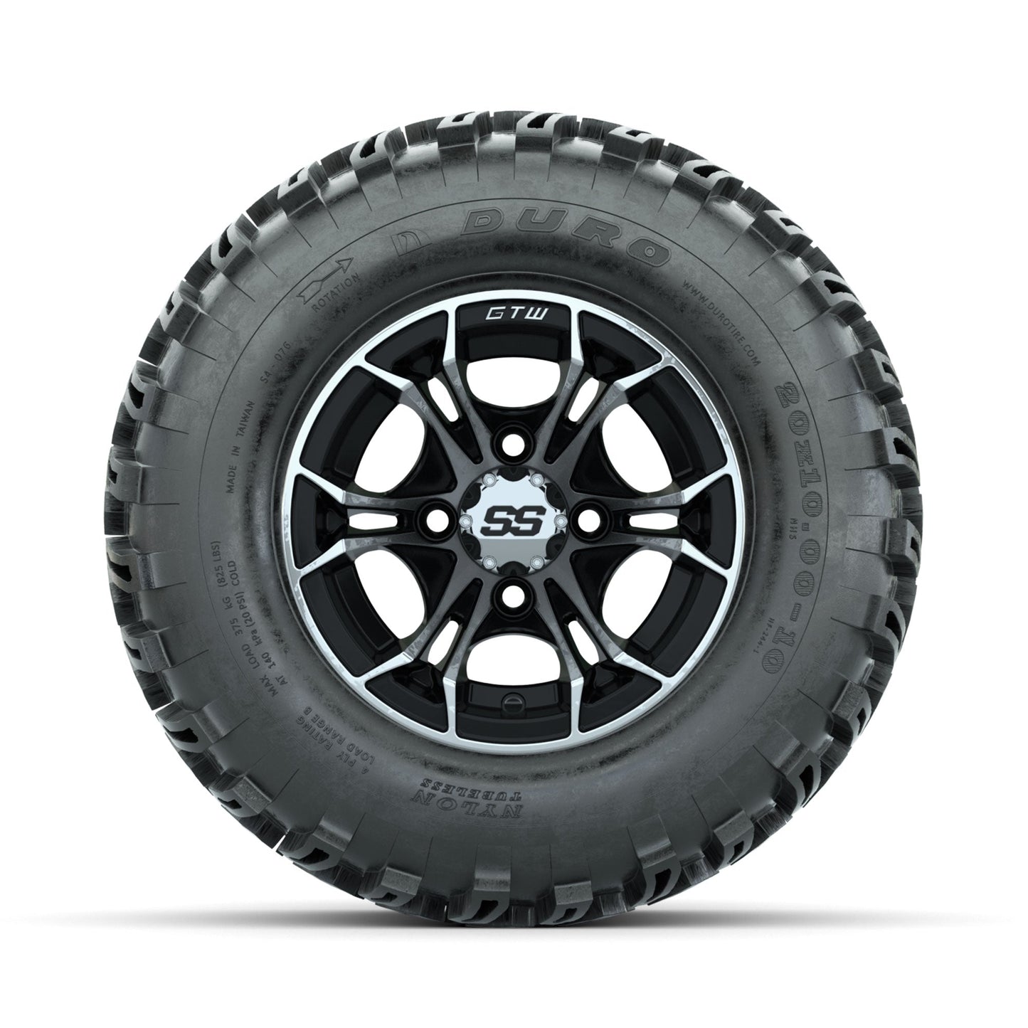 GTW Spyder Machined/Black 10 in Wheels with 20x10-10 Duro Desert All Terrain Tires Full Set