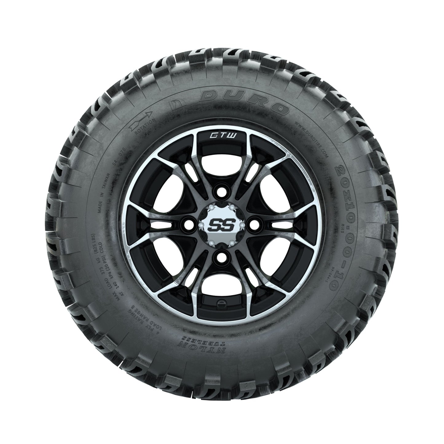 GTW Spyder Machined/Black 10 in Wheels with 20x10-10 Duro Desert All Terrain Tires Full Set