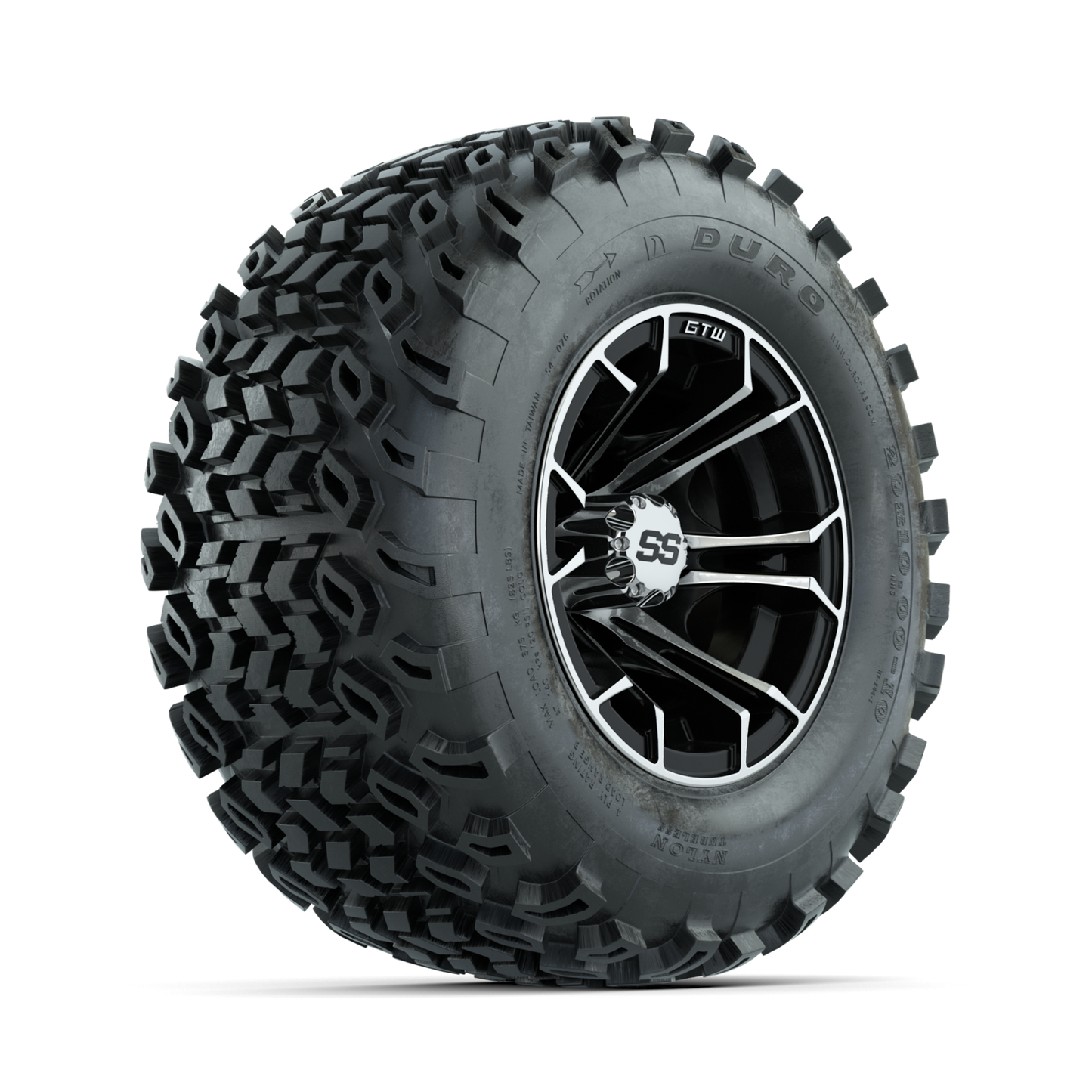 GTW Spyder Machined/Black 10 in Wheels with 20x10-10 Duro Desert All Terrain Tires Full Set