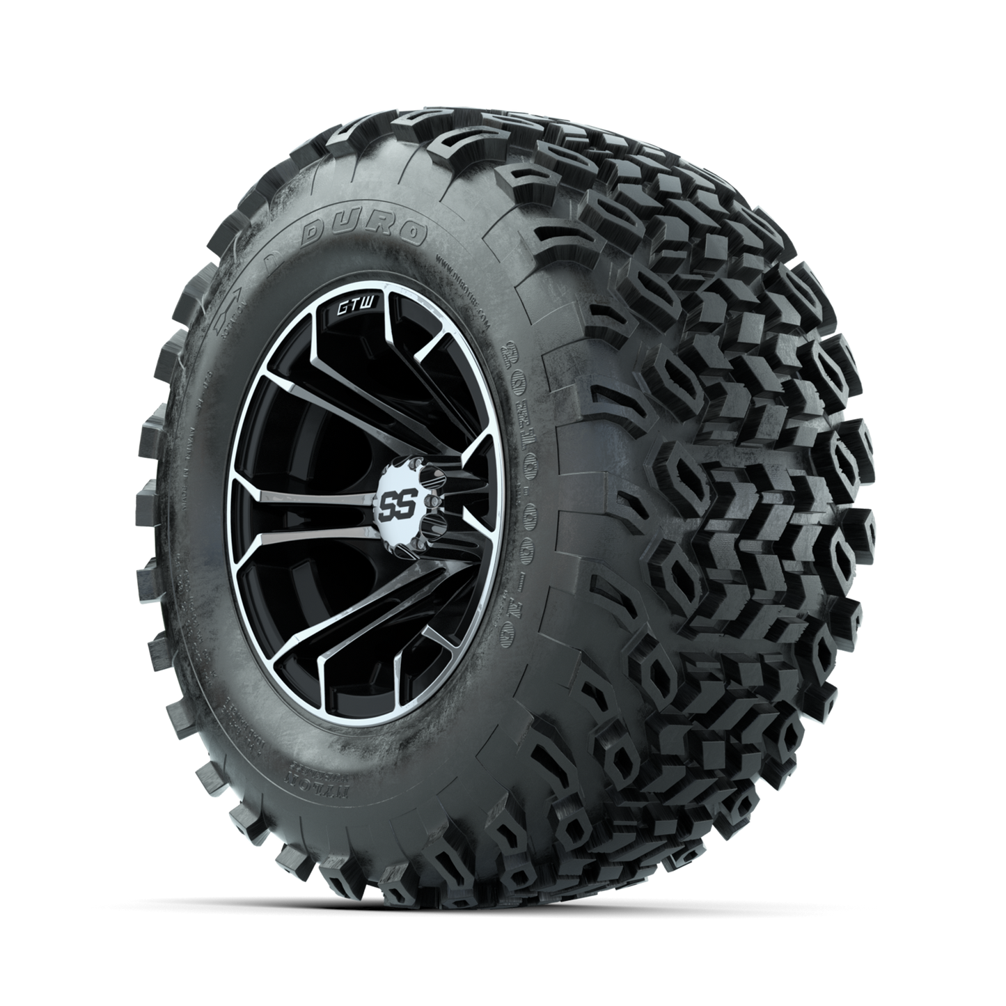 GTW Spyder Machined/Black 10 in Wheels with 20x10-10 Duro Desert All Terrain Tires Full Set