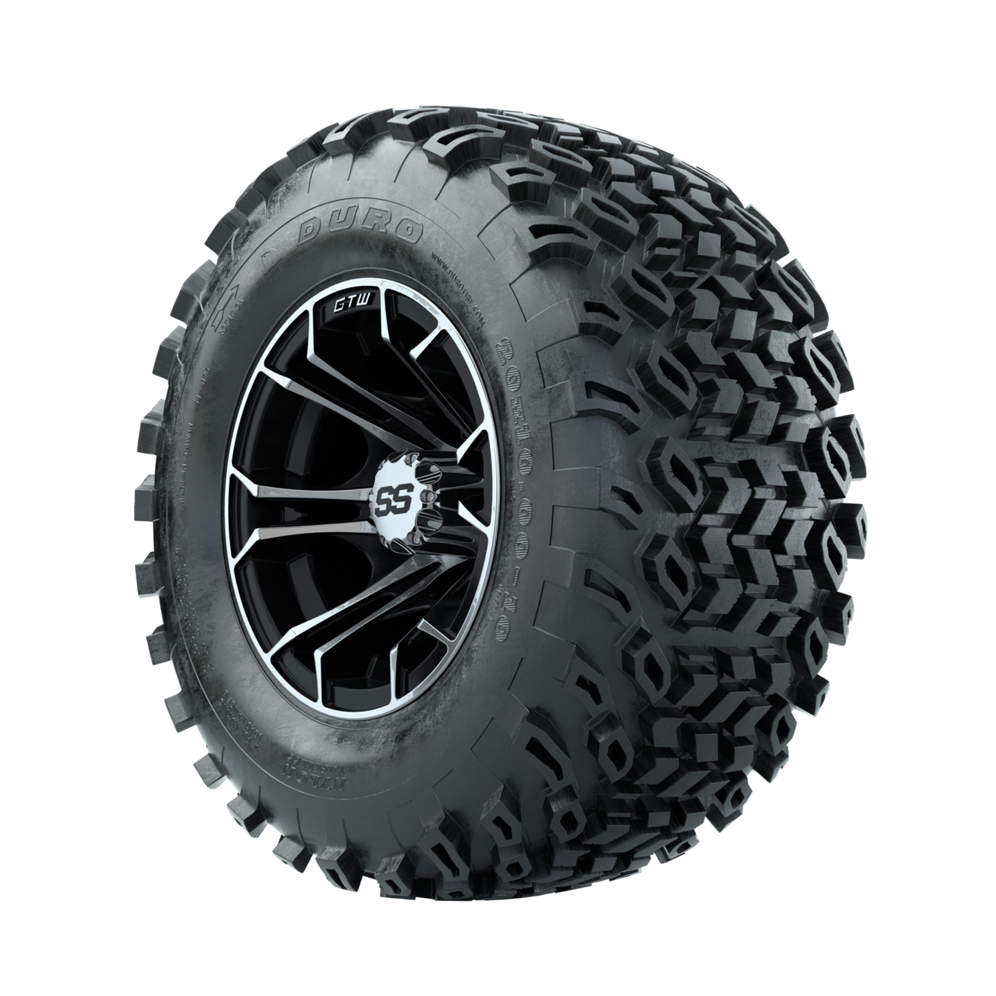 GTW Spyder Machined/Black 10 in Wheels with 20x10-10 Duro Desert All Terrain Tires Full Set