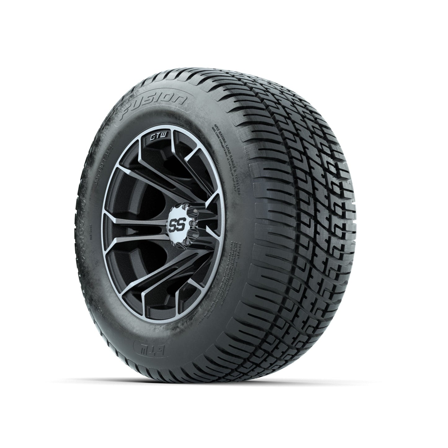 GTW Spyder Machined/Matte Grey 10 in Wheels with 205/50-10 Fusion Street Tires Full Set
