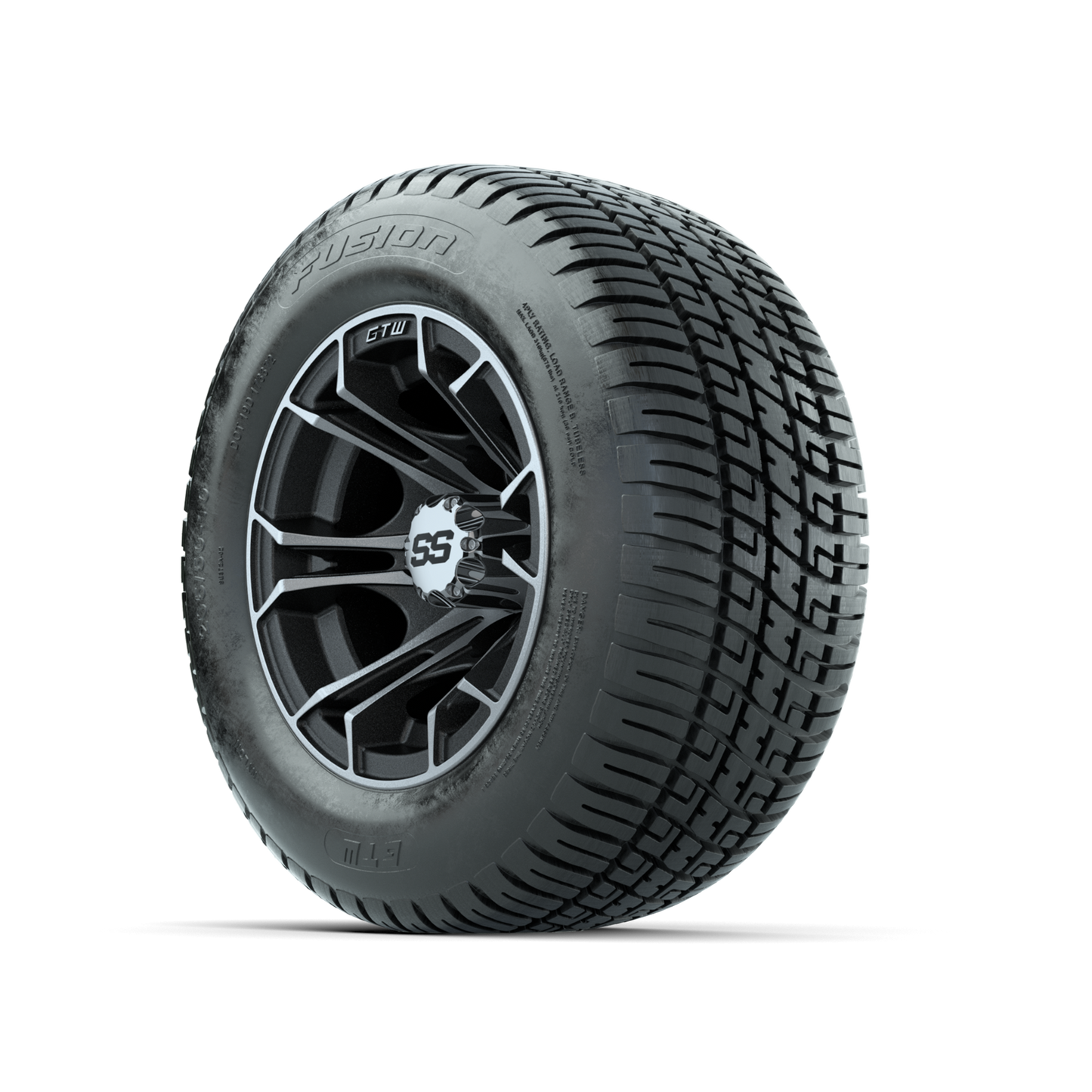 GTW Spyder Machined/Matte Grey 10 in Wheels with 205/50-10 Fusion Street Tires Full Set