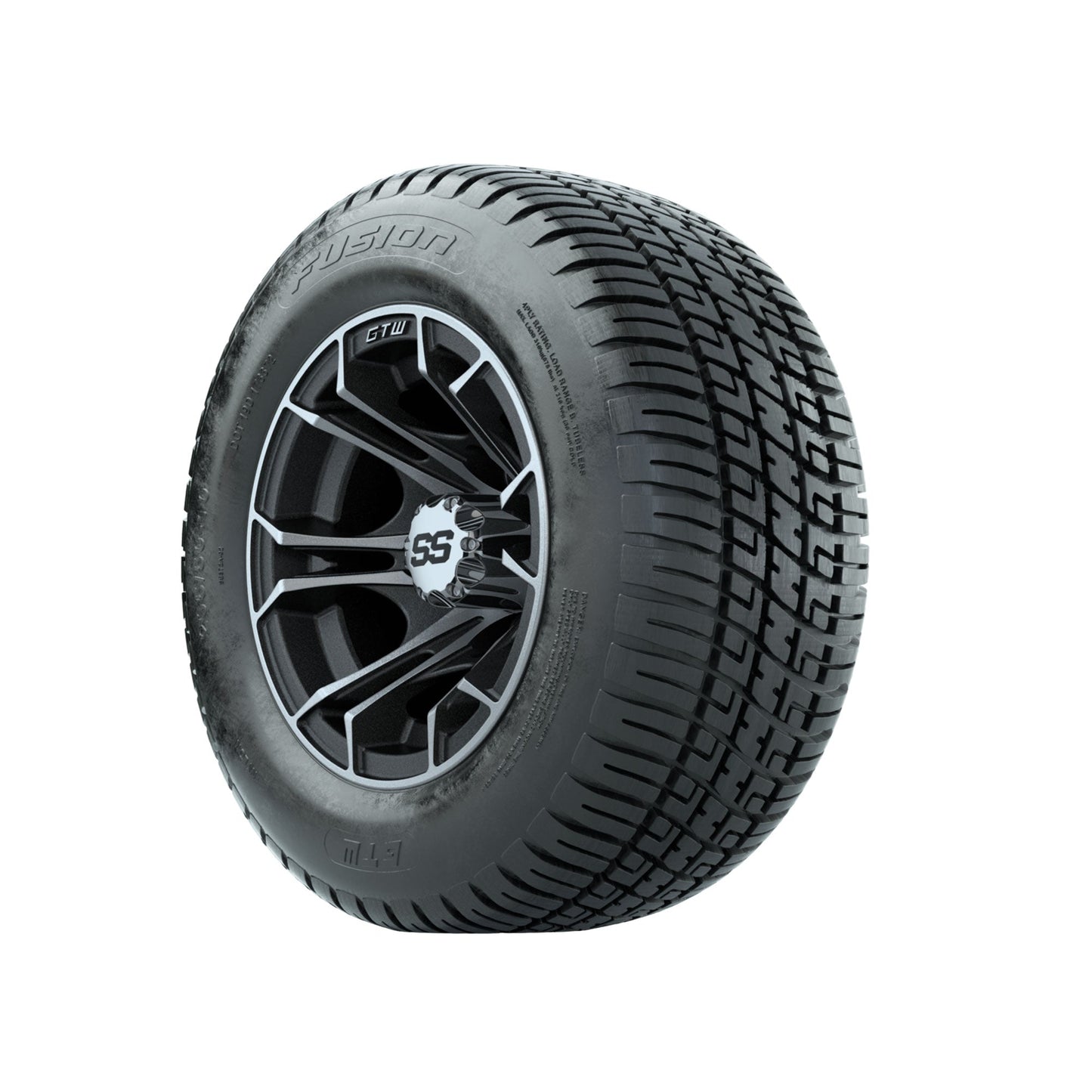 GTW Spyder Machined/Matte Grey 10 in Wheels with 205/50-10 Fusion Street Tires Full Set