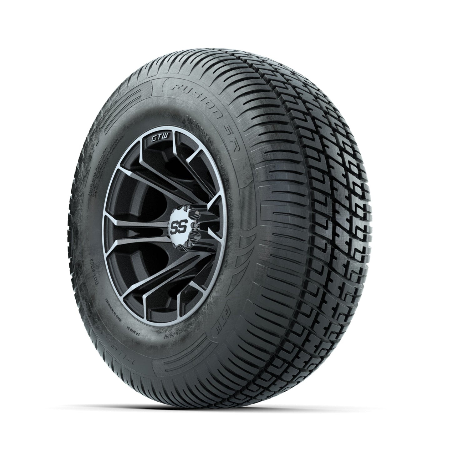 GTW Spyder Machined/Matte Grey 10 in Wheels with 205/65-R10 Fusion SR Steel Belted Radial Tires Full Set
