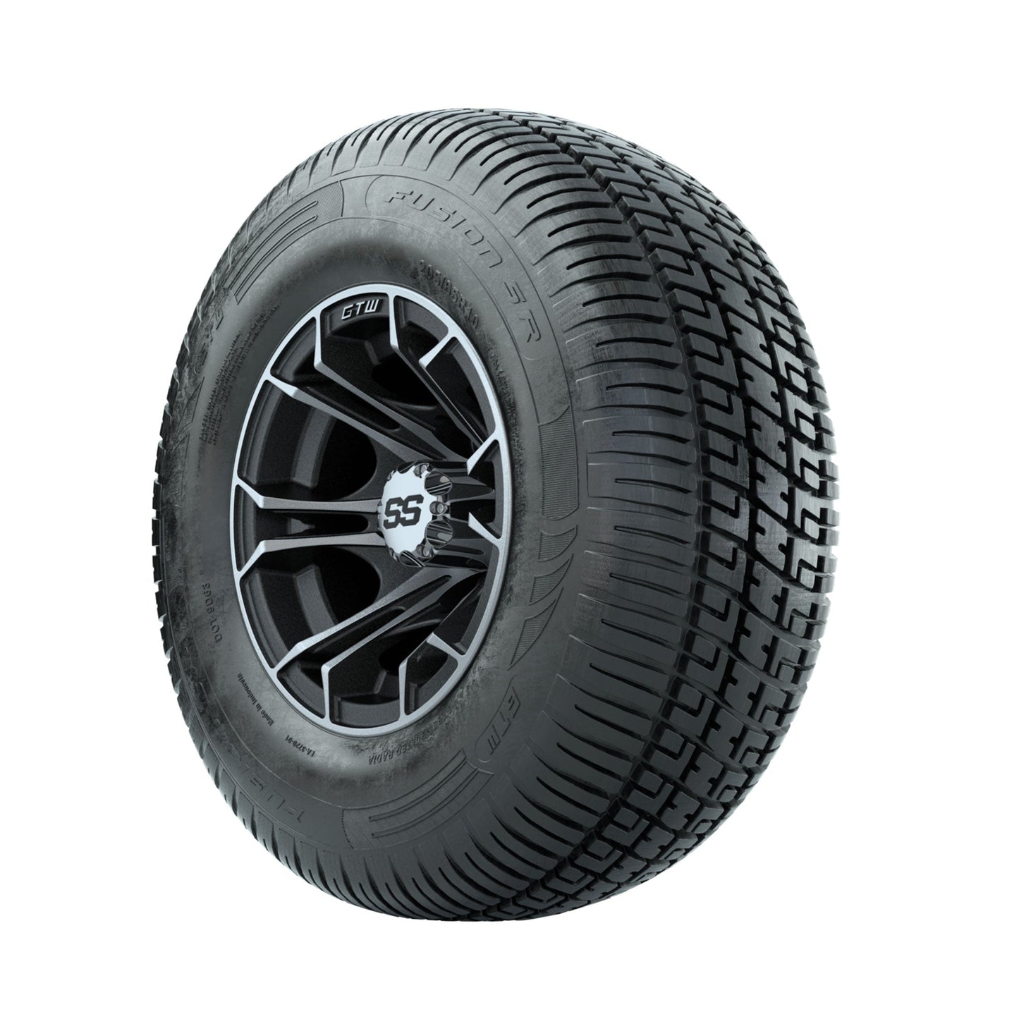 GTW Spyder Machined/Matte Grey 10 in Wheels with 205/65-R10 Fusion SR Steel Belted Radial Tires Full Set