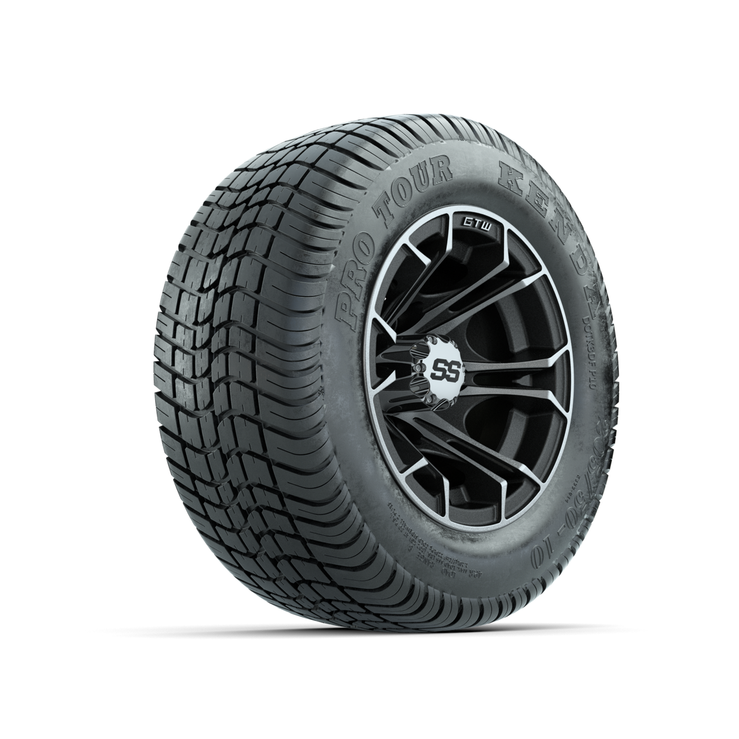 GTW Spyder Machined/Matte Grey 10 in Wheels with 205/50-10 Kenda Pro Tour Low-profile Tires Full Set