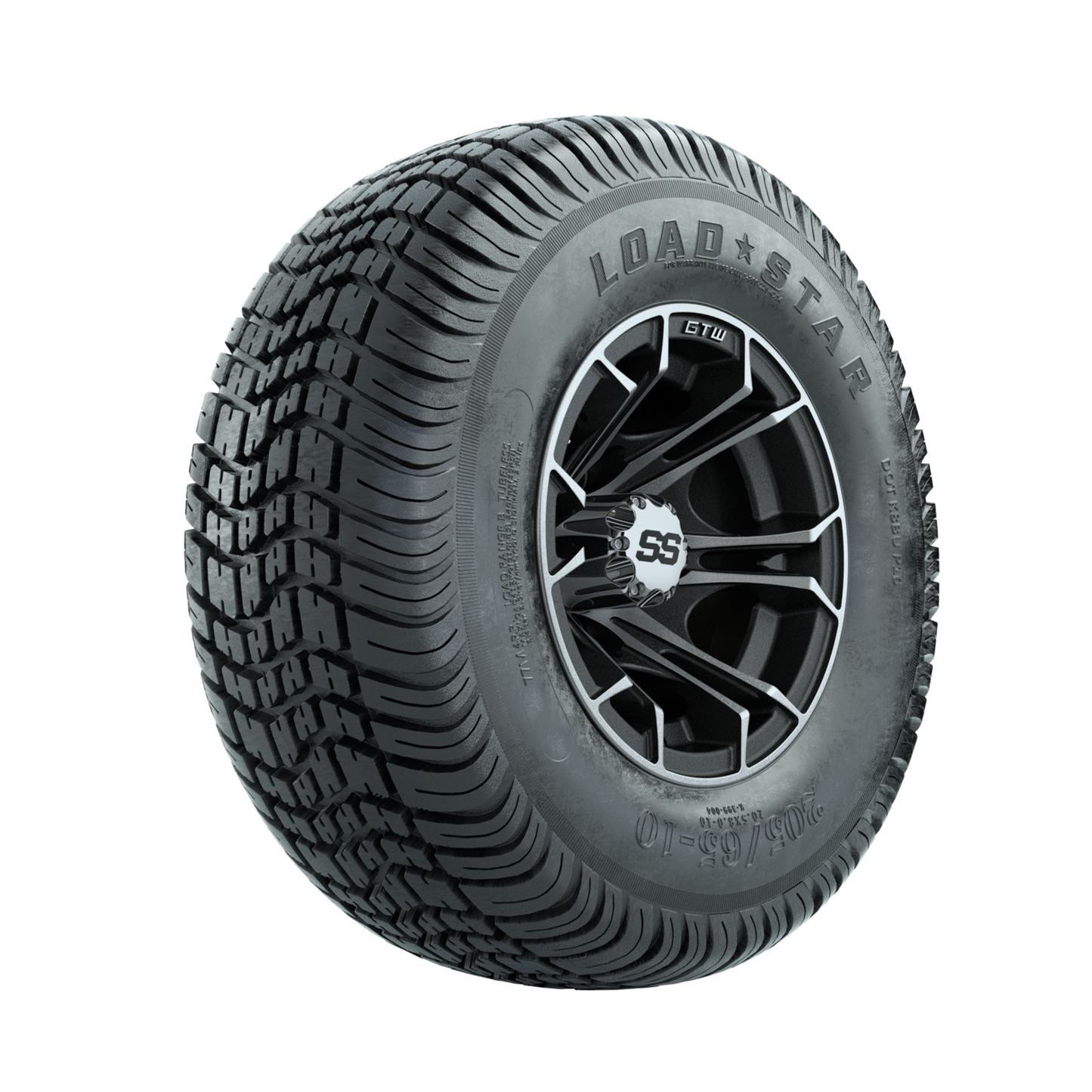 GTW Spyder Machined/Matte Grey 10 in Wheels with 205/65-10 Kenda Load Star Street Tires Full Set