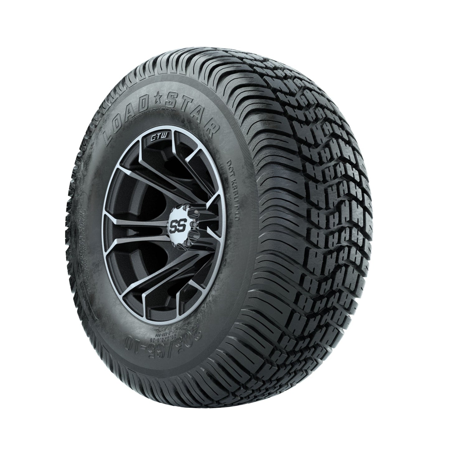 GTW Spyder Machined/Matte Grey 10 in Wheels with 205/65-10 Kenda Load Star Street Tires Full Set