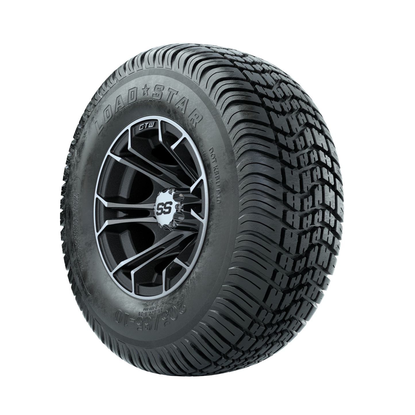 GTW Spyder Machined/Matte Grey 10 in Wheels with 205/65-10 Kenda Load Star Street Tires Full Set