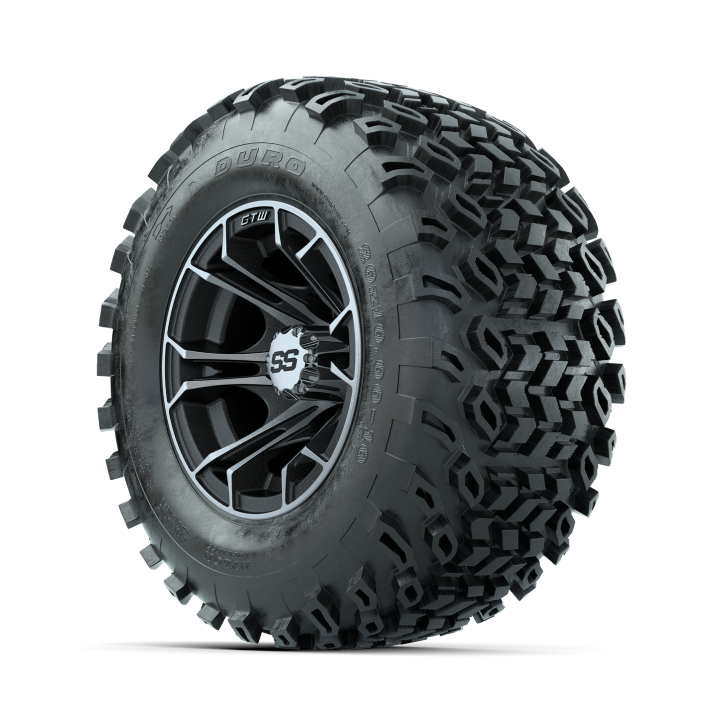 GTW Spyder Machined/Matte Grey 10 in Wheels with 20x10-10 Duro Desert All Terrain Tires Full Set