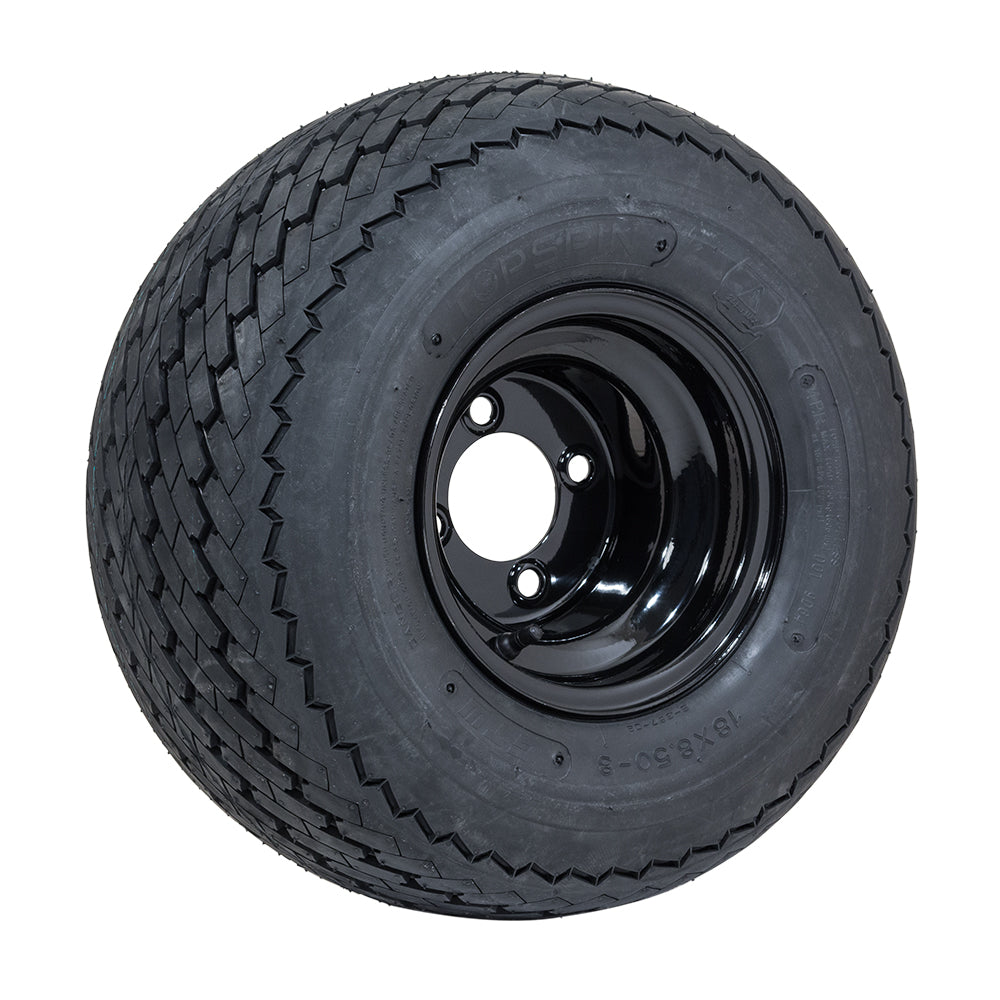 8" GTW Topspin Tire & Black Steel Wheel Assembly