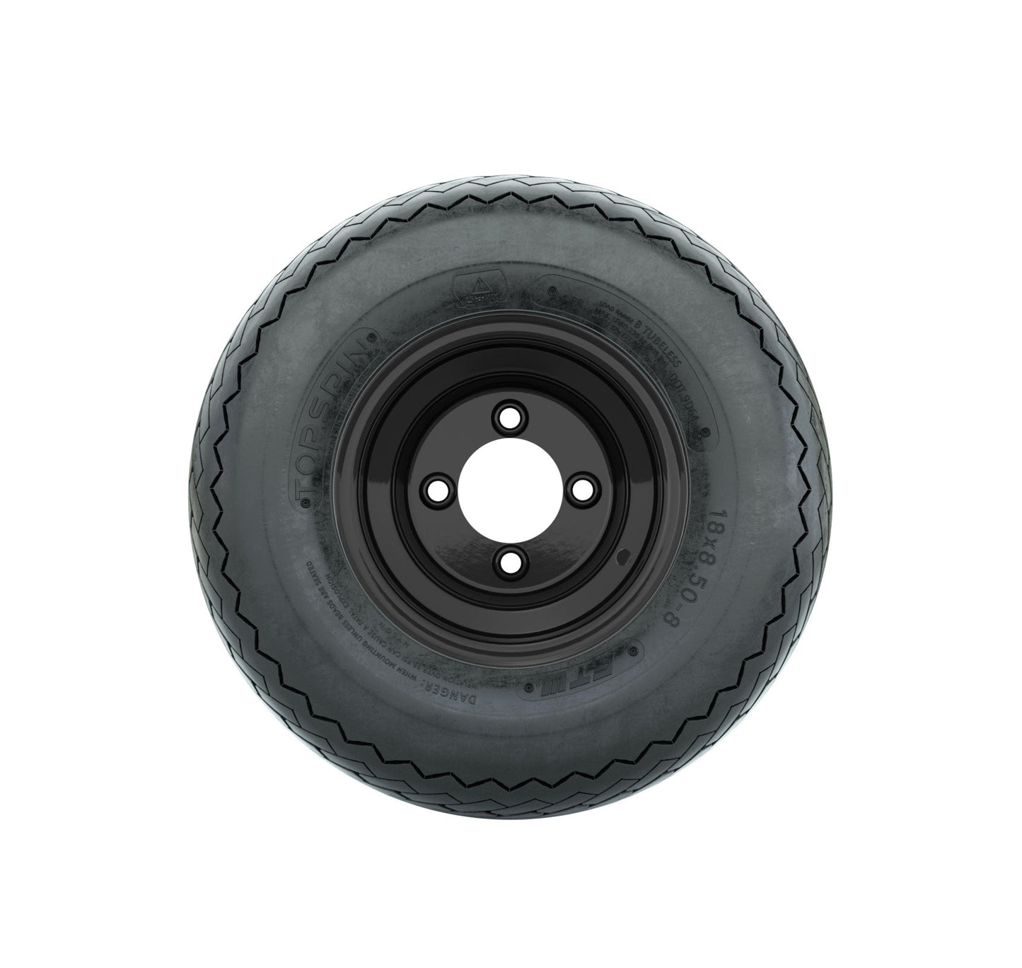 8" GTW Topspin Tire & Black Steel Wheel Assembly