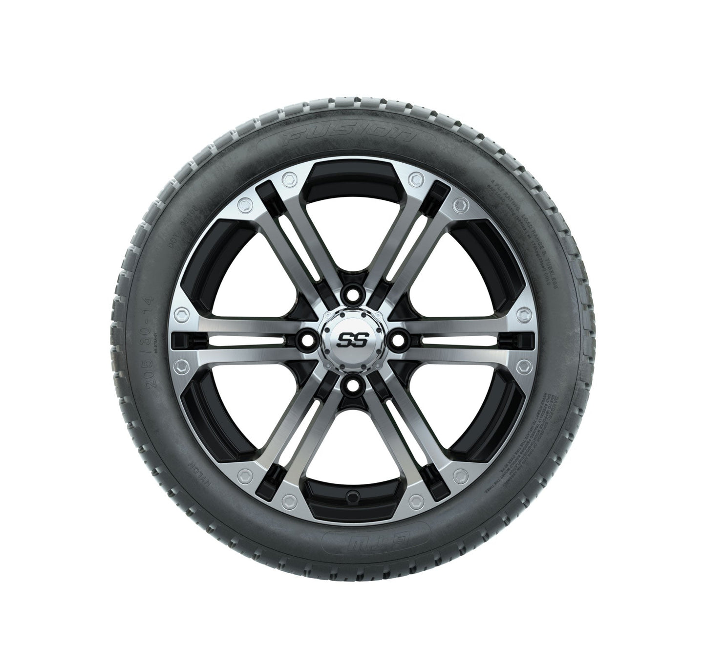 Set of (4) 14" GTW Machined/Black Specter Wheels On Lo-Pro Tires