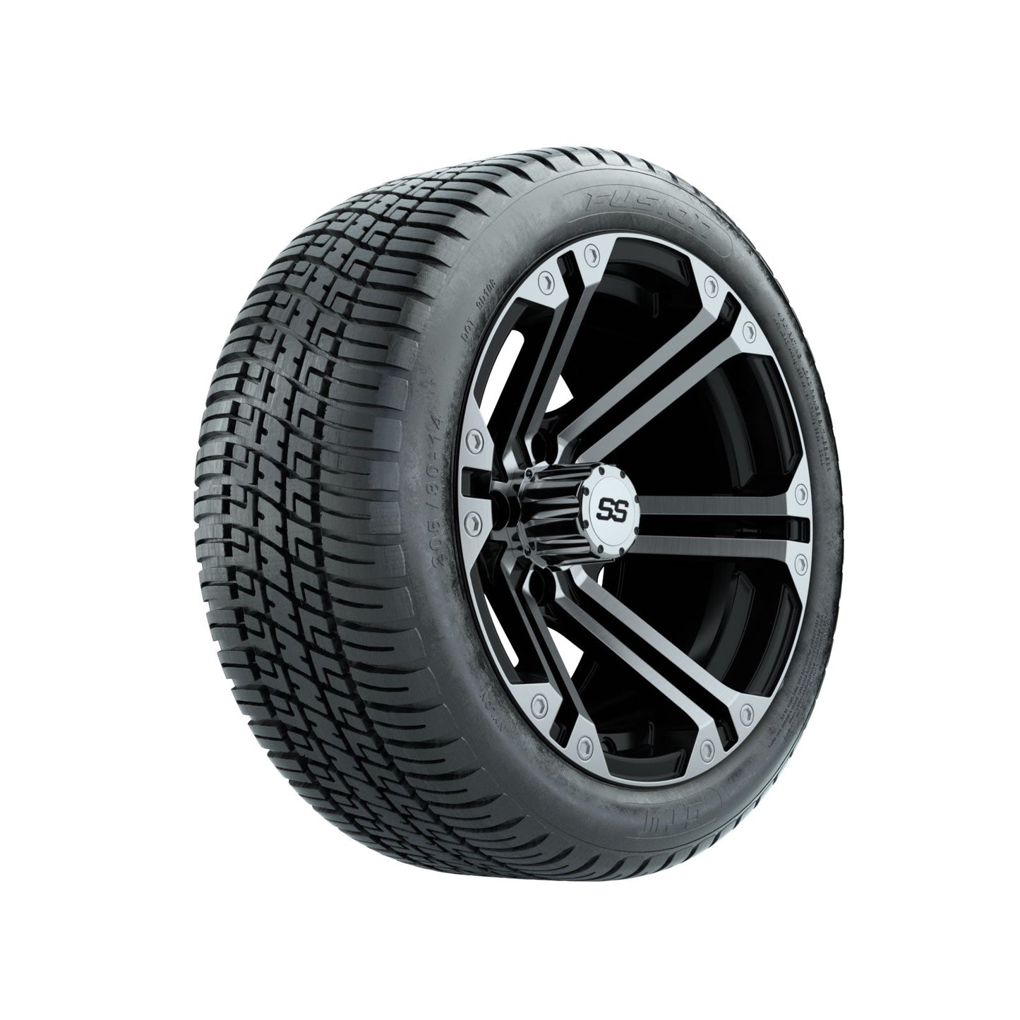 Set of (4) 14" GTW Machined/Black Specter Wheels On Lo-Pro Tires
