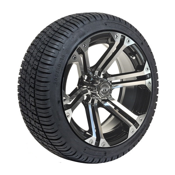 Set of (4) 14" GTW Machined/Black Specter Wheels On Lo-Pro Tires