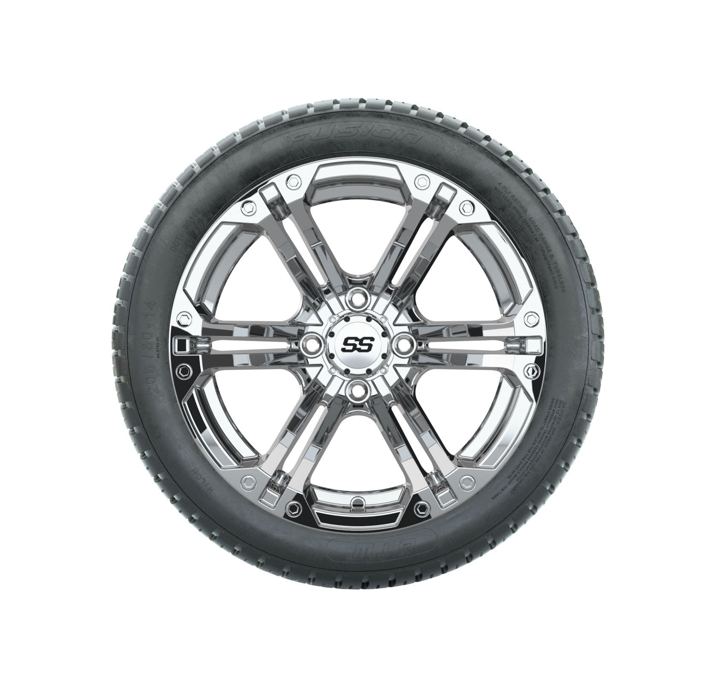 GTW Specter Chrome Wheels with 19 in Fusion DOT Approved Street Tires - 14 Inch