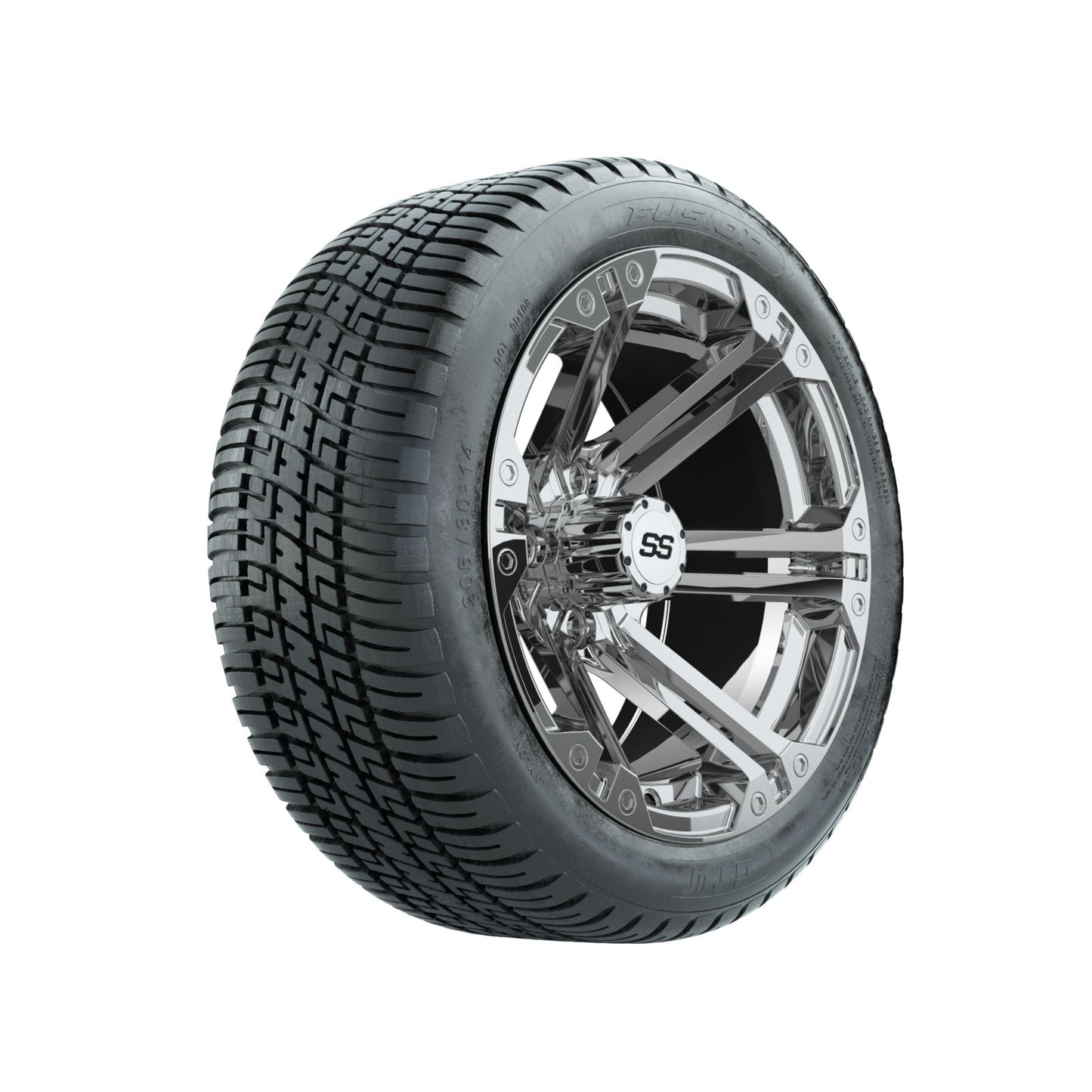 GTW Specter Chrome Wheels with 19 in Fusion DOT Approved Street Tires - 14 Inch