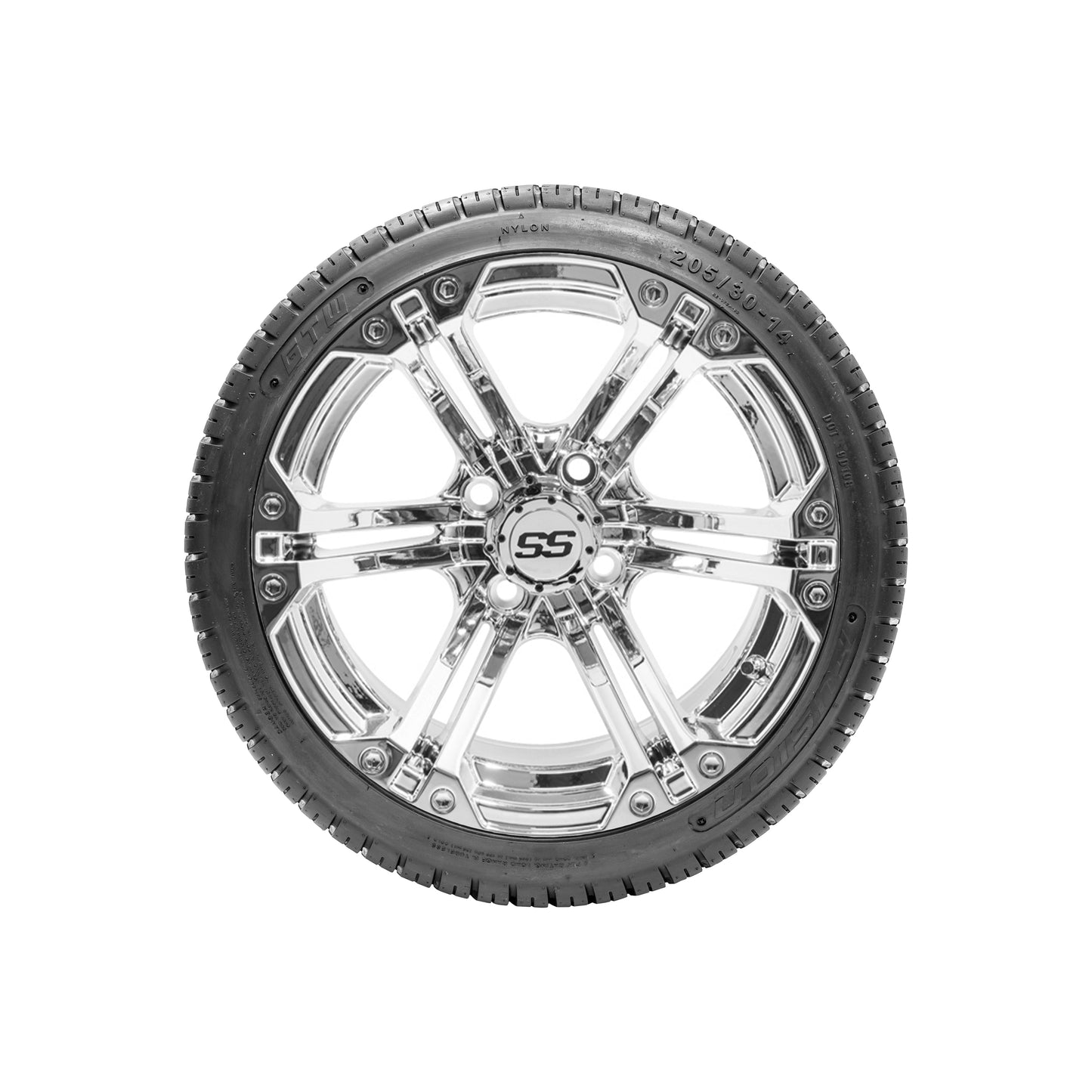 GTW Specter Chrome Wheels with 19 in Fusion DOT Approved Street Tires - 14 Inch