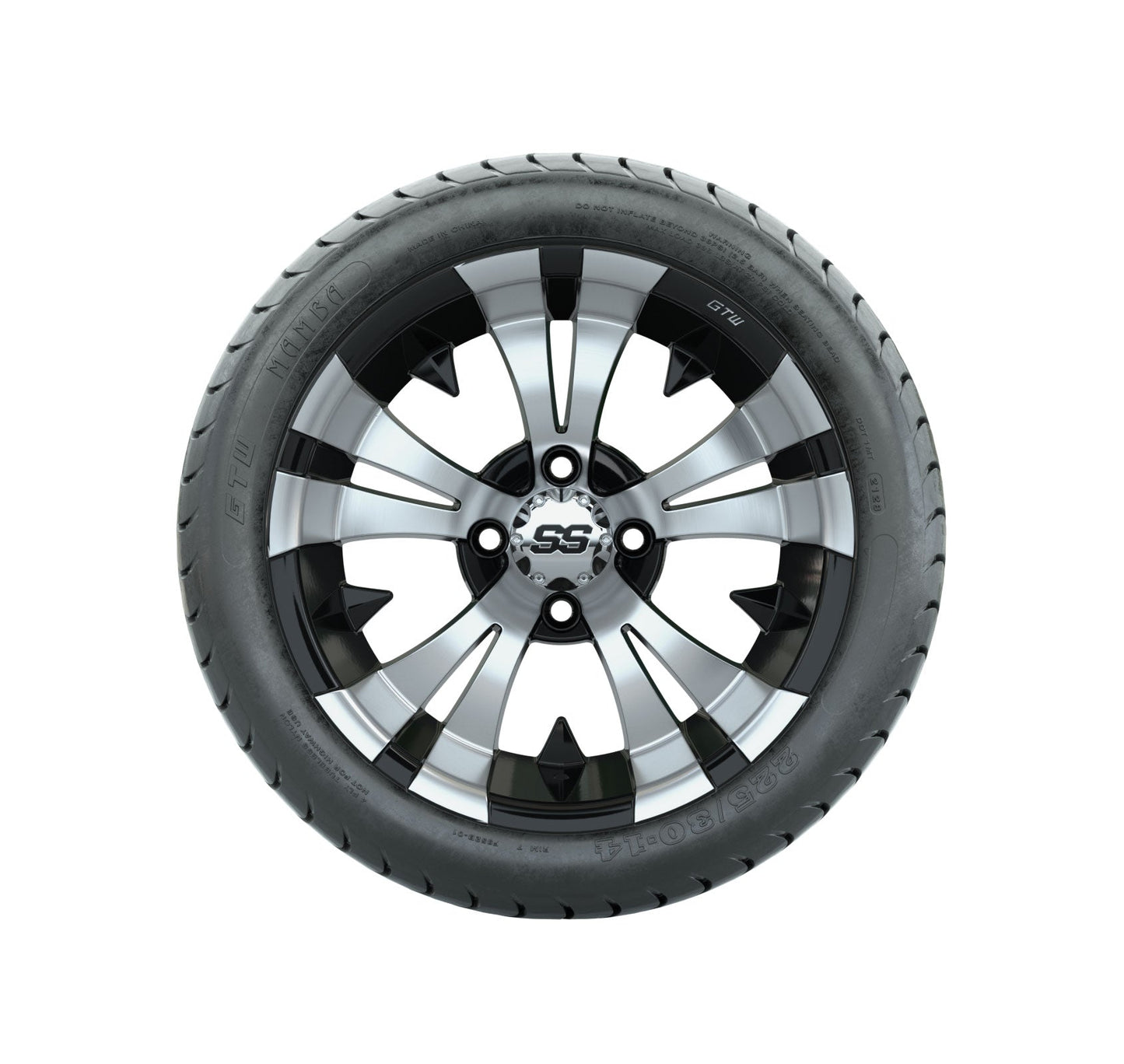 14" GTW Vampire Black and Machined Wheels with GTW Mamba Street Tires Set of 4