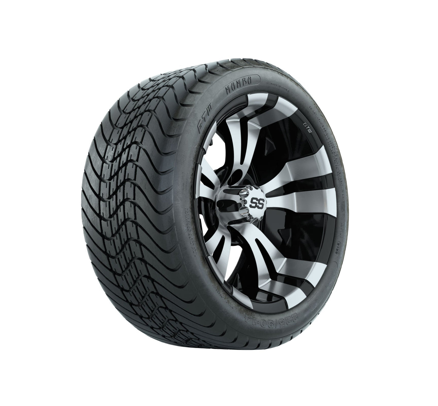 14" GTW Vampire Black and Machined Wheels with GTW Mamba Street Tires Set of 4