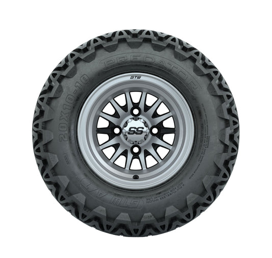 GTW Medusa Black and Machined Wheels with 20in Predator A-T Tires - 10 Inch