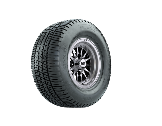 GTW Medusa Black and Machined Wheels with 18in Fusion DOT Approved Street Tires - 10 Inch