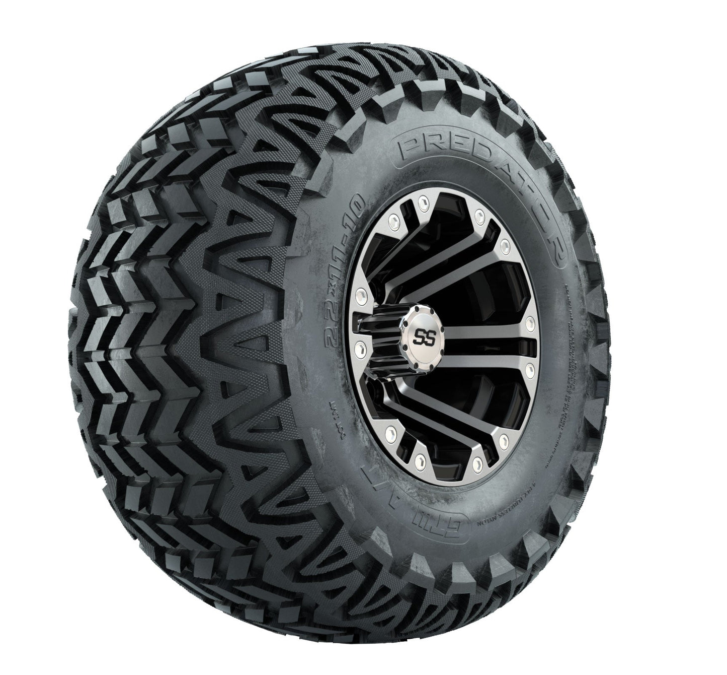 GTW Specter Black and Machined Wheels with 22in Predator A-T Tires - 10 Inch