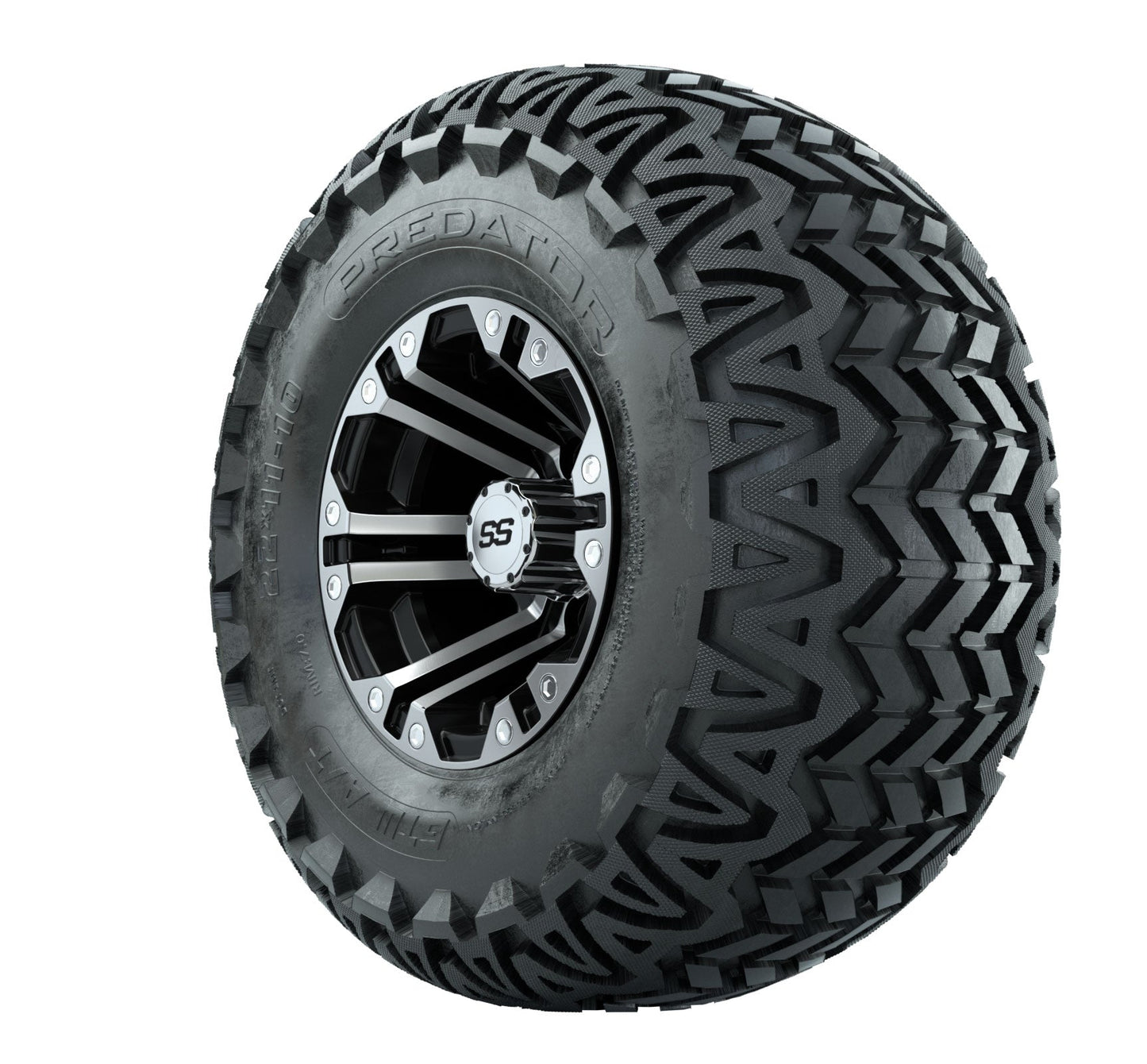 GTW Specter Black and Machined Wheels with 22in Predator A-T Tires - 10 Inch