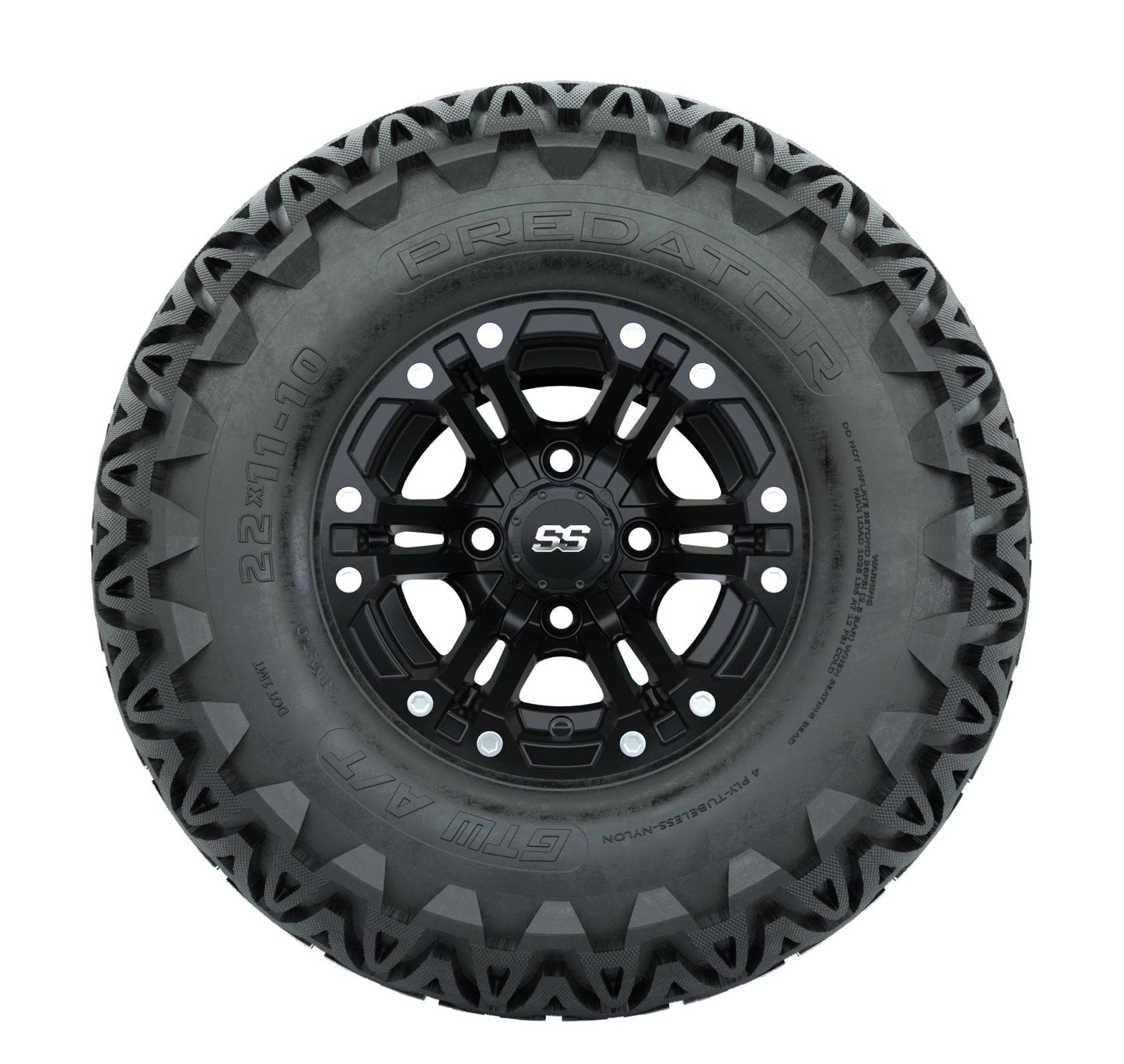 Set of 4 GTW Specter Matte Black Wheels with Predator A-T Tires - 10 Inch