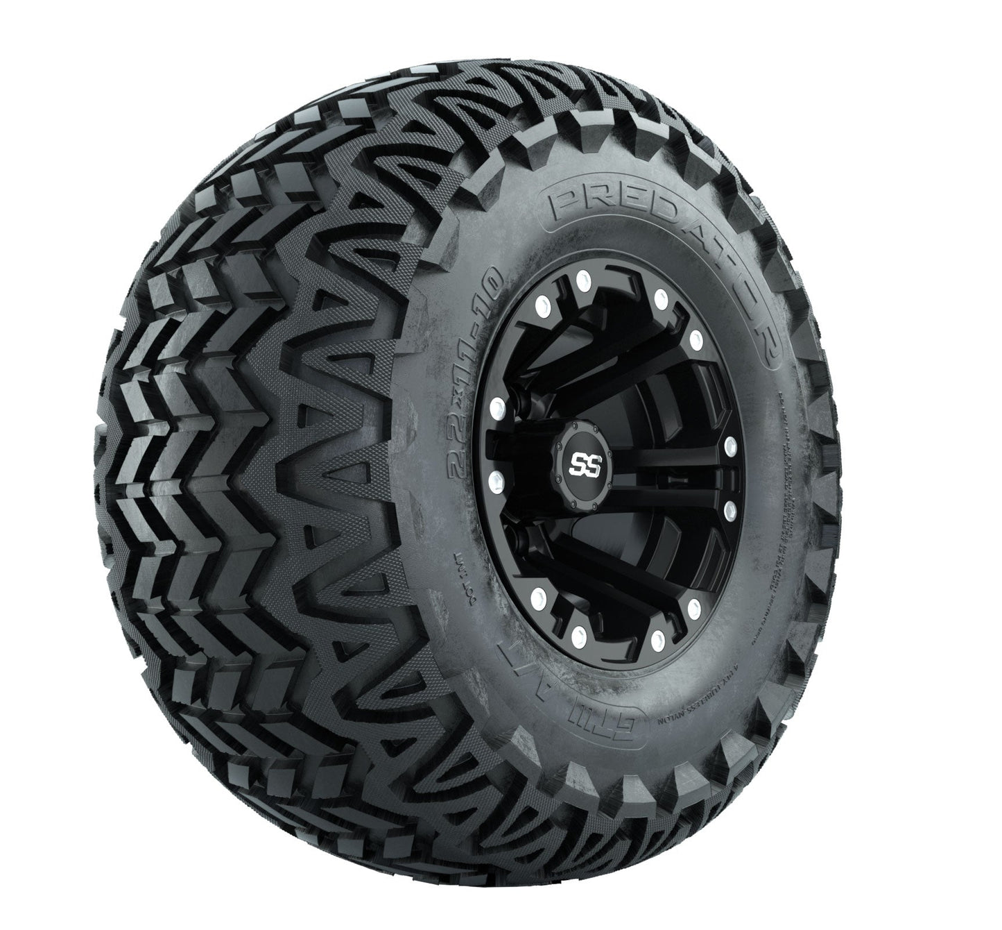 Set of 4 GTW Specter Matte Black Wheels with Predator A-T Tires - 10 Inch